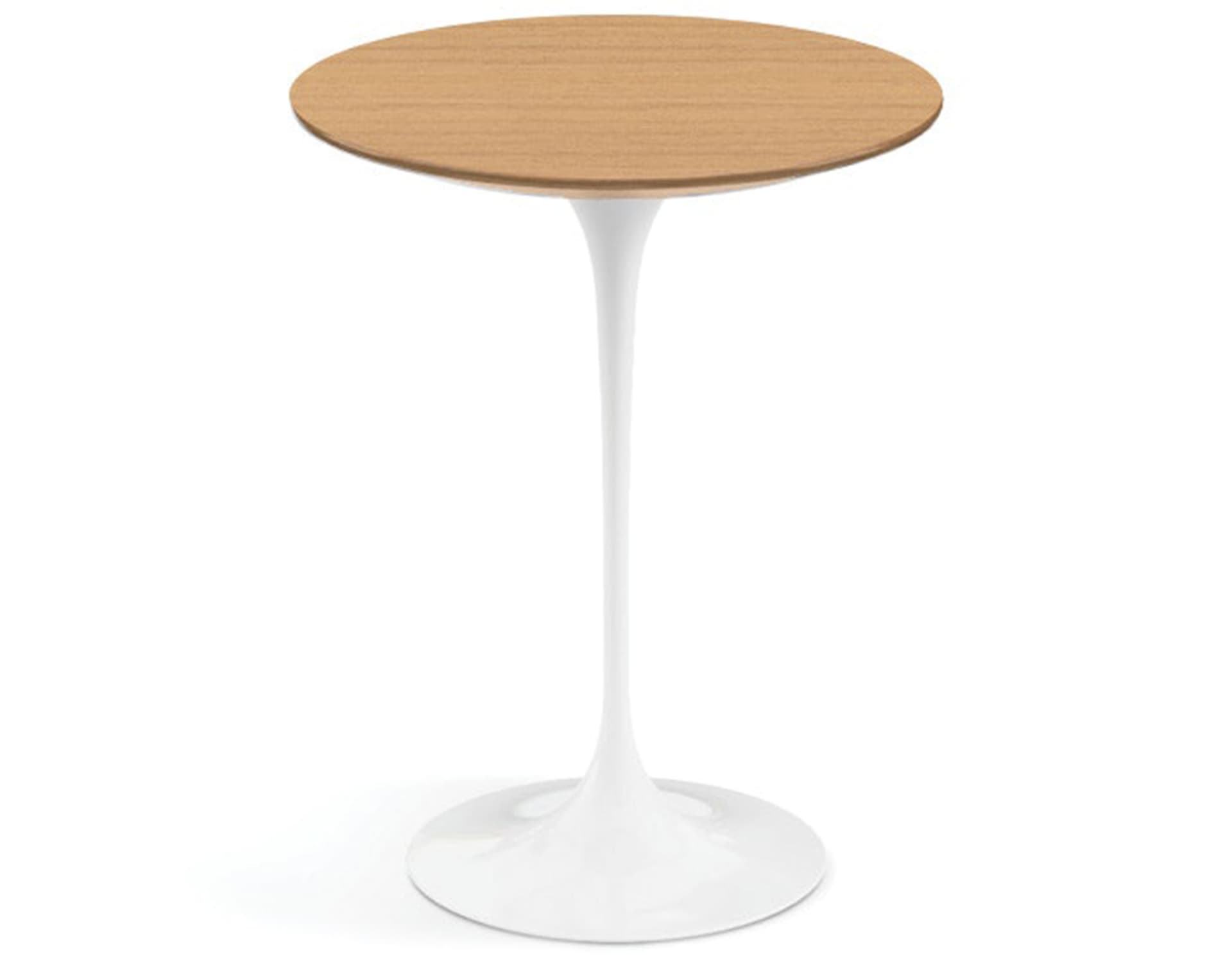 saarinen side table - 16" round / veneer - light oak / high gloss - white