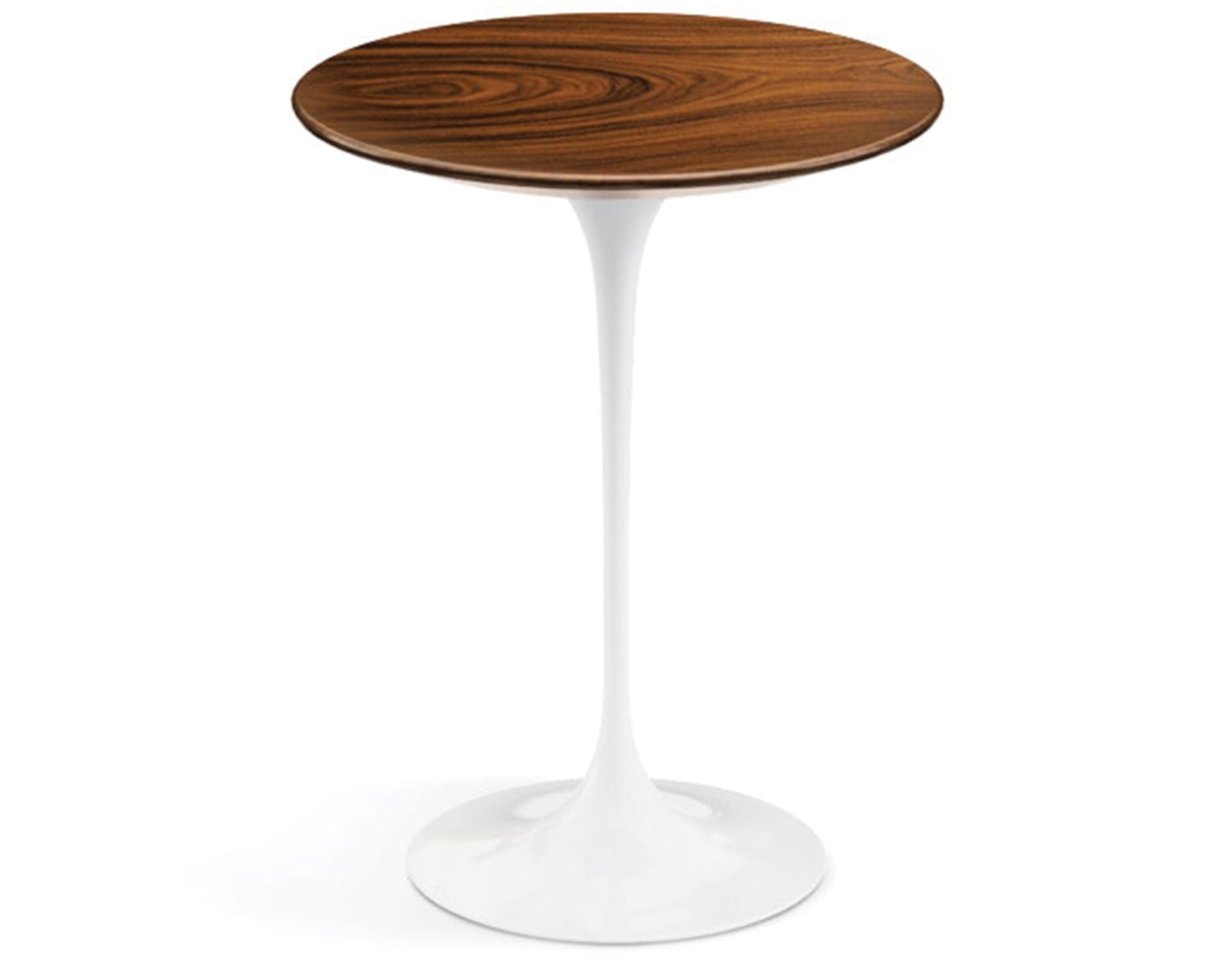 saarinen side table - 16" round / veneer - rosewood / high gloss - white