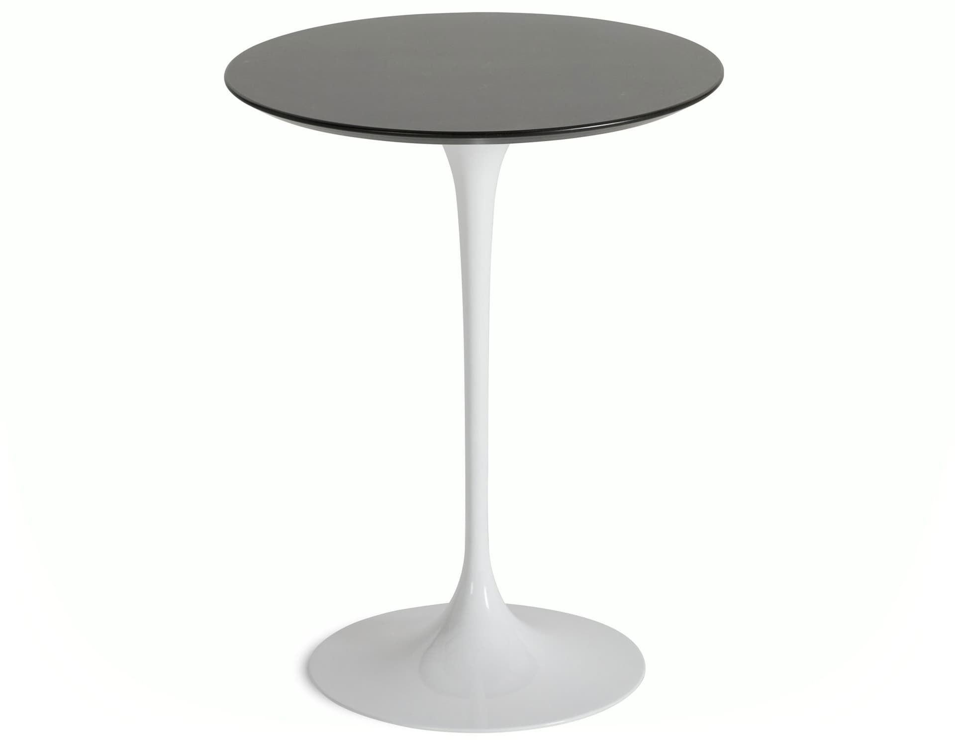 saarinen side table - 16" round / veneer - topo noir / high gloss - white