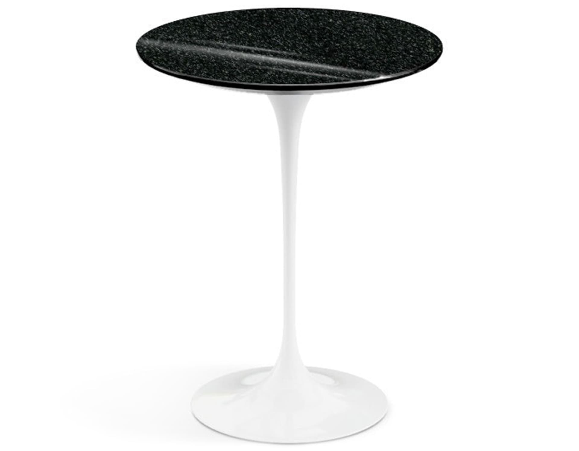 saarinen side table - 16" round / granite - black andes / high gloss - white