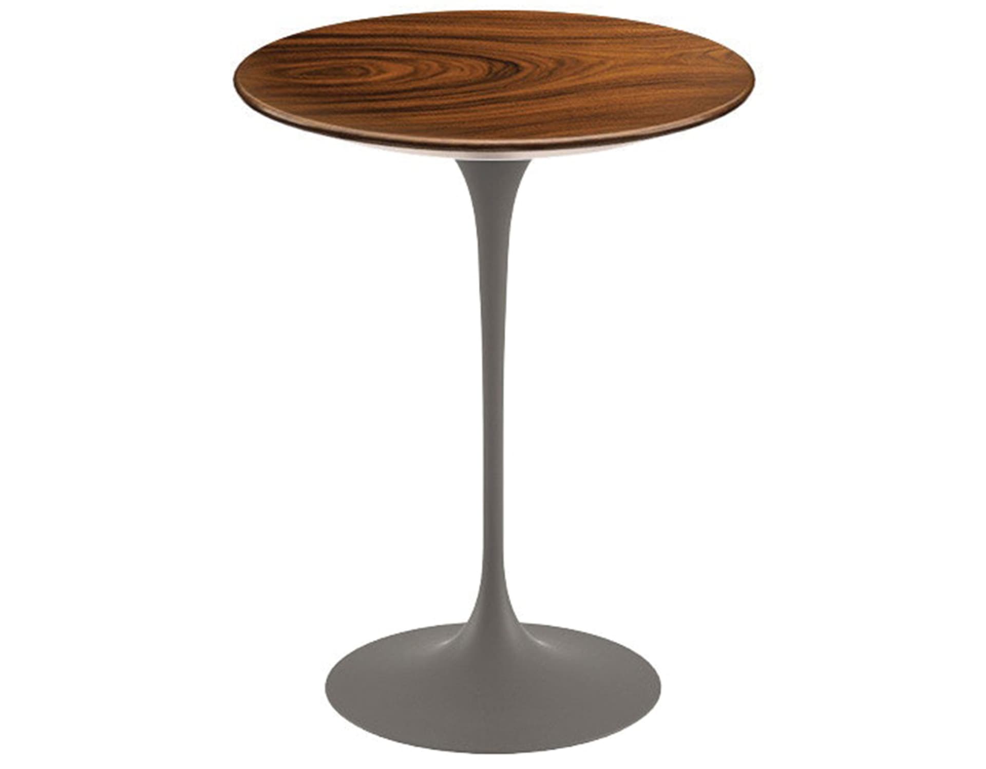saarinen side table - 16" round / veneer - rosewood / satin - grey