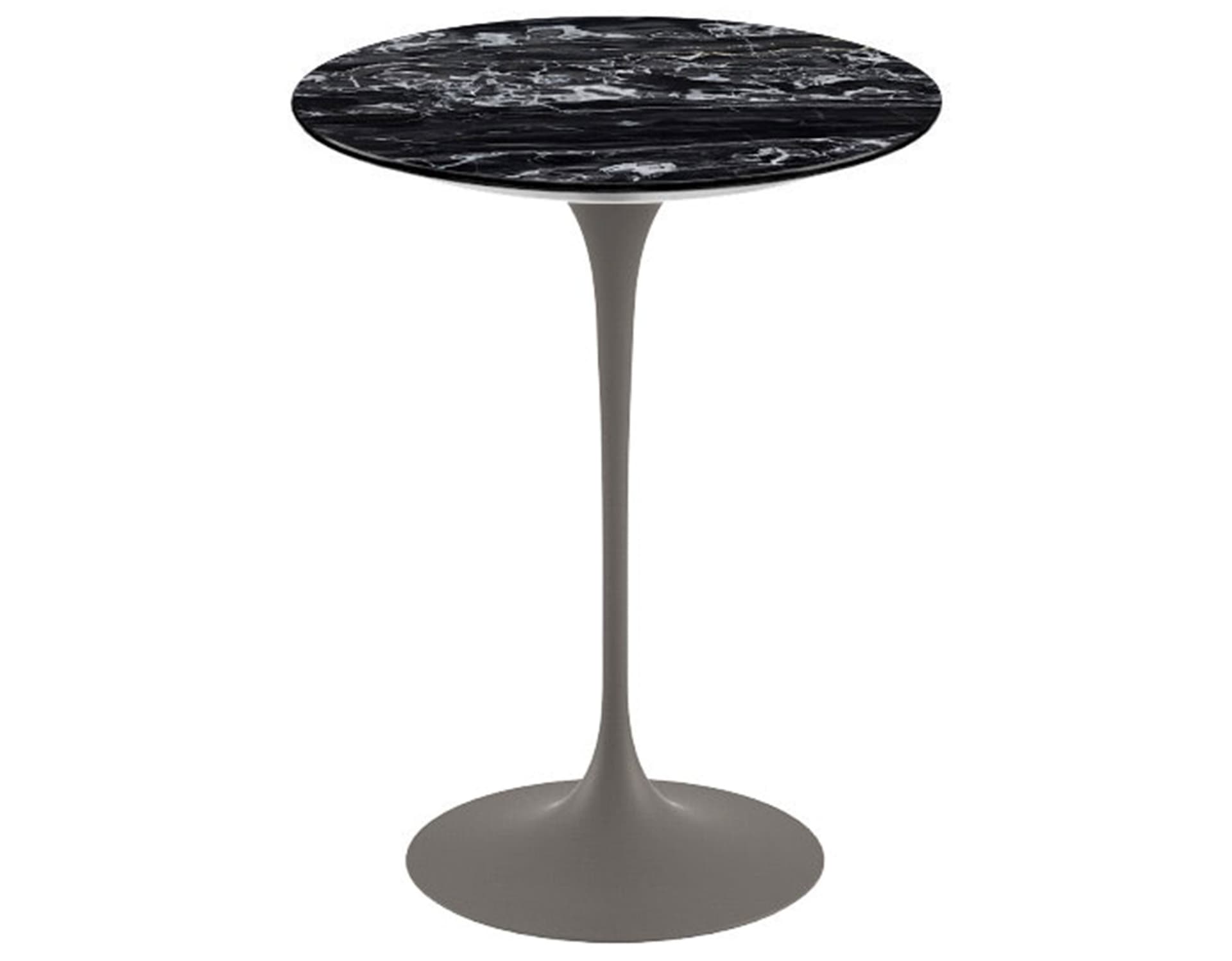 saarinen side table - 16" round / satin marble - portoro / satin - grey
