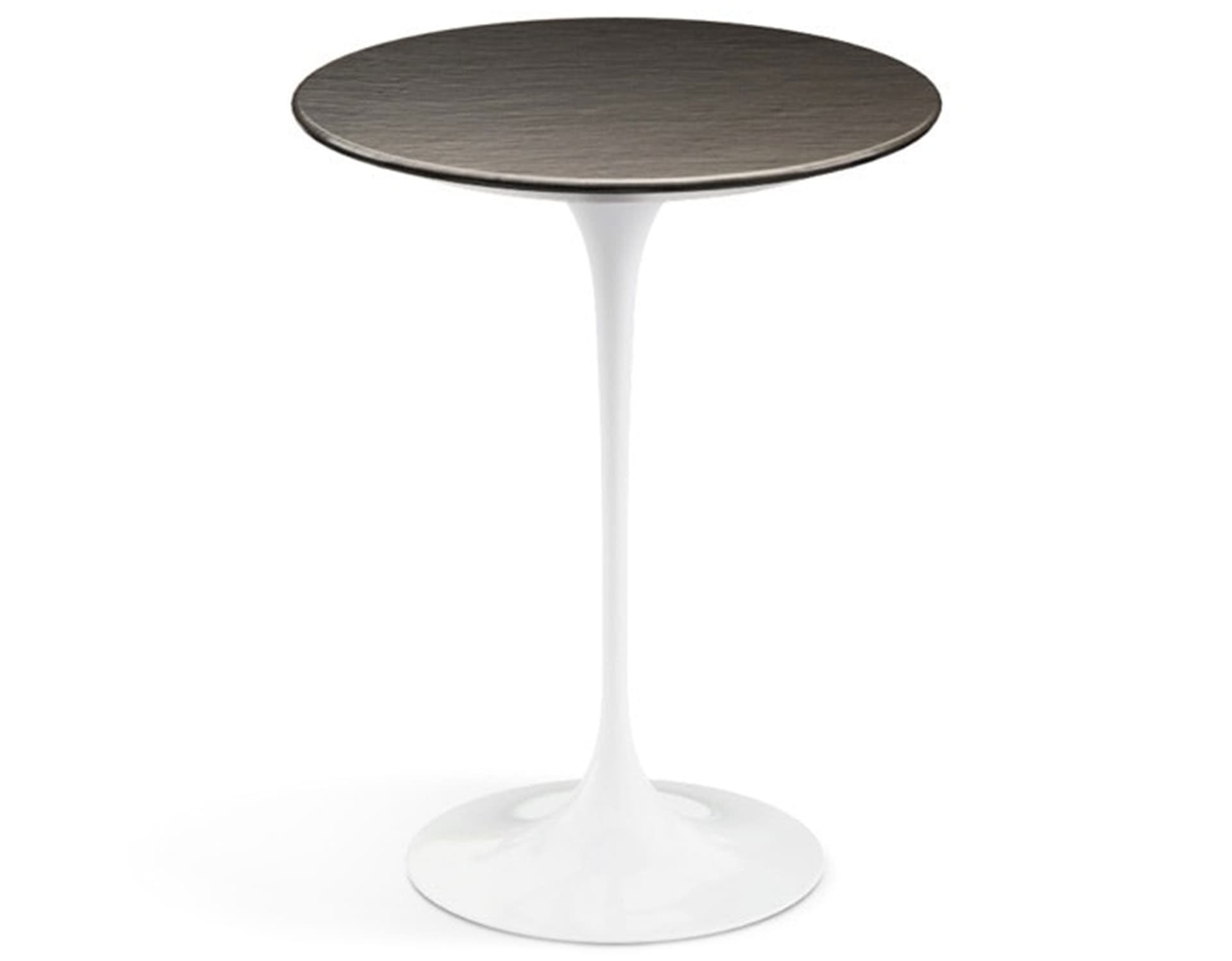 saarinen side table - 16" round / slate - natural / high gloss - white
