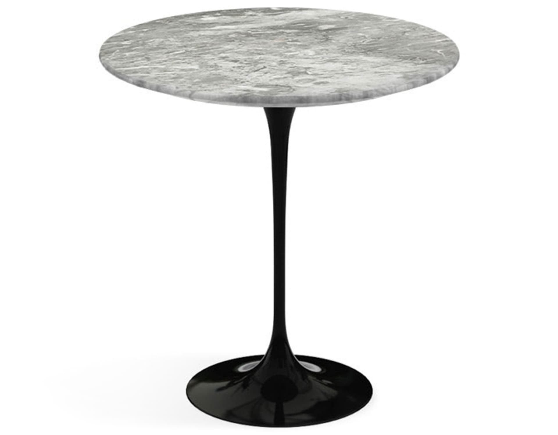 saarinen side table - 20" round / polished marble - grey / high gloss - black