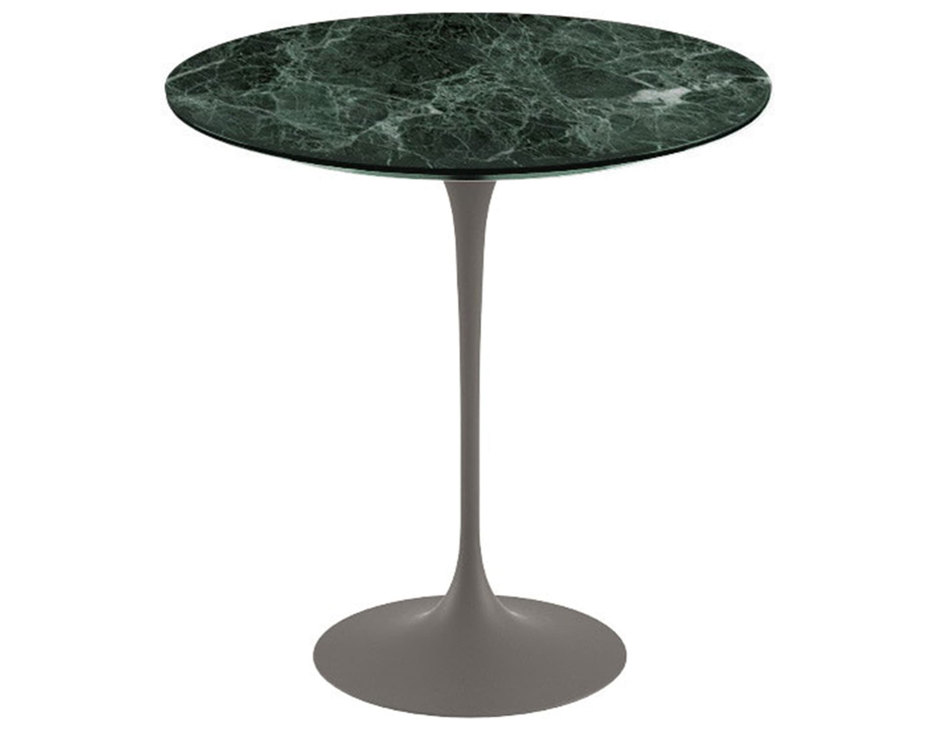 saarinen side table - 20" round / polished marble - verde alpi / satin - grey