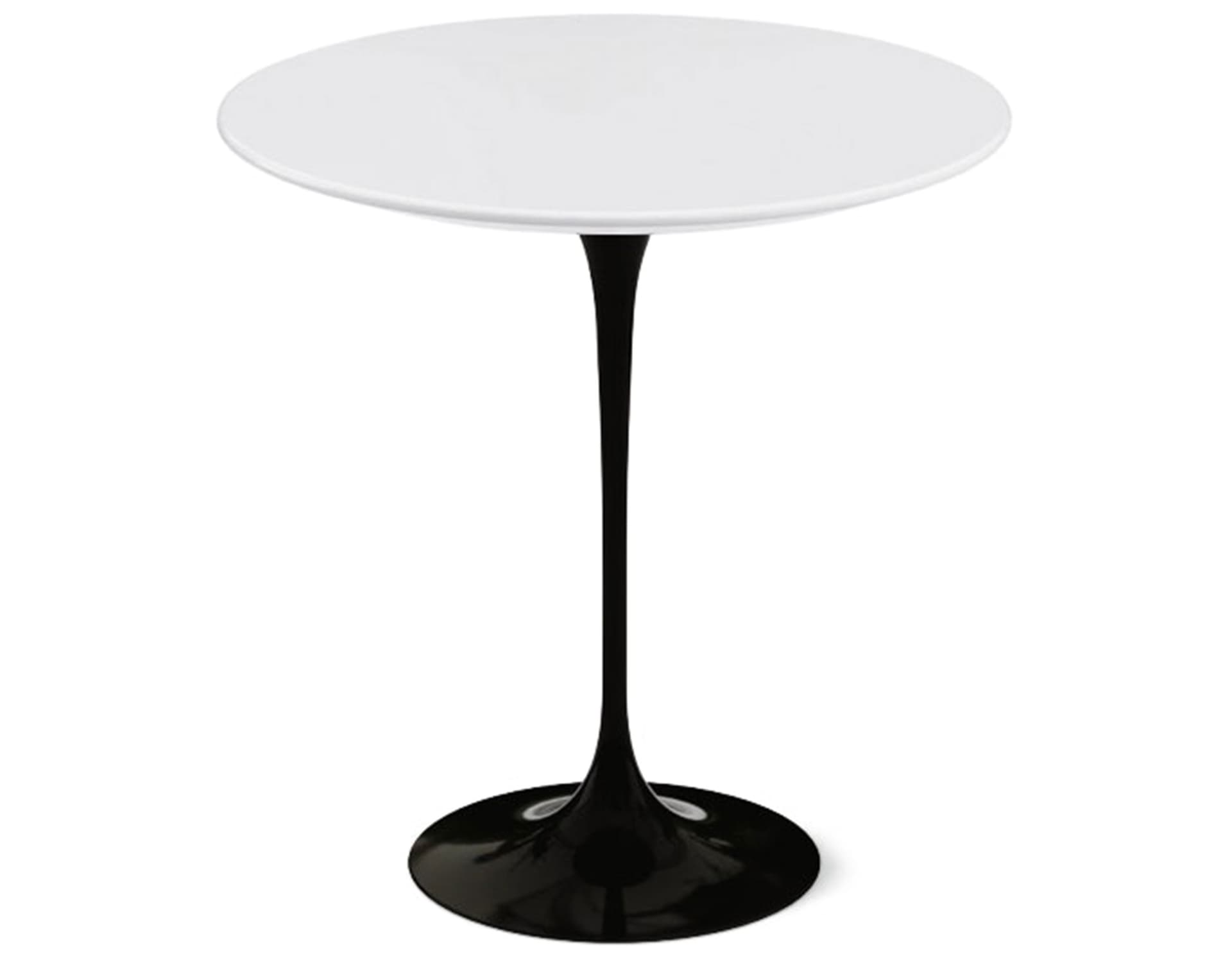 saarinen side table - 20" round / laminate - white / high gloss - black