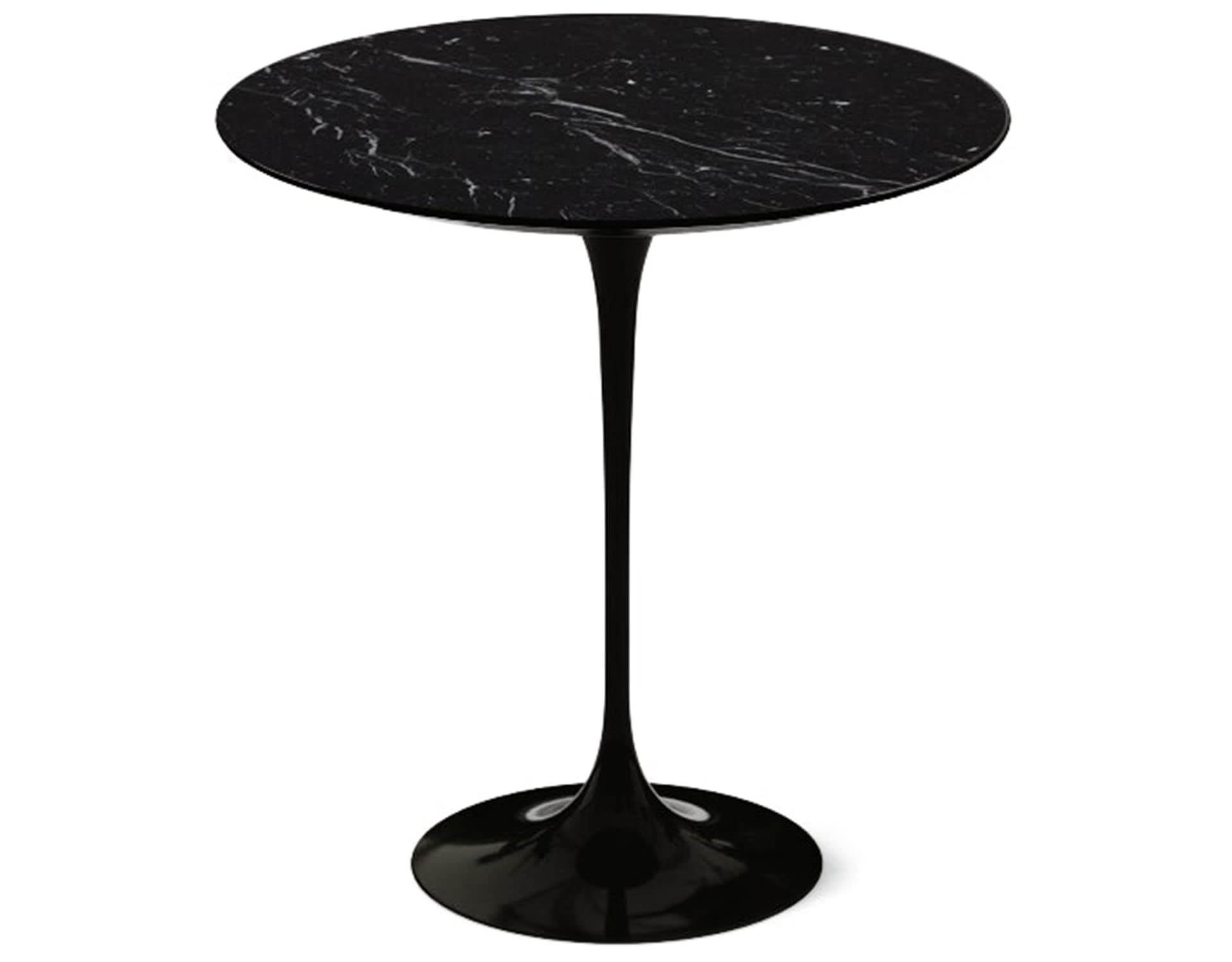 saarinen side table - 20" round / polished marble - nero marquina / high gloss - black