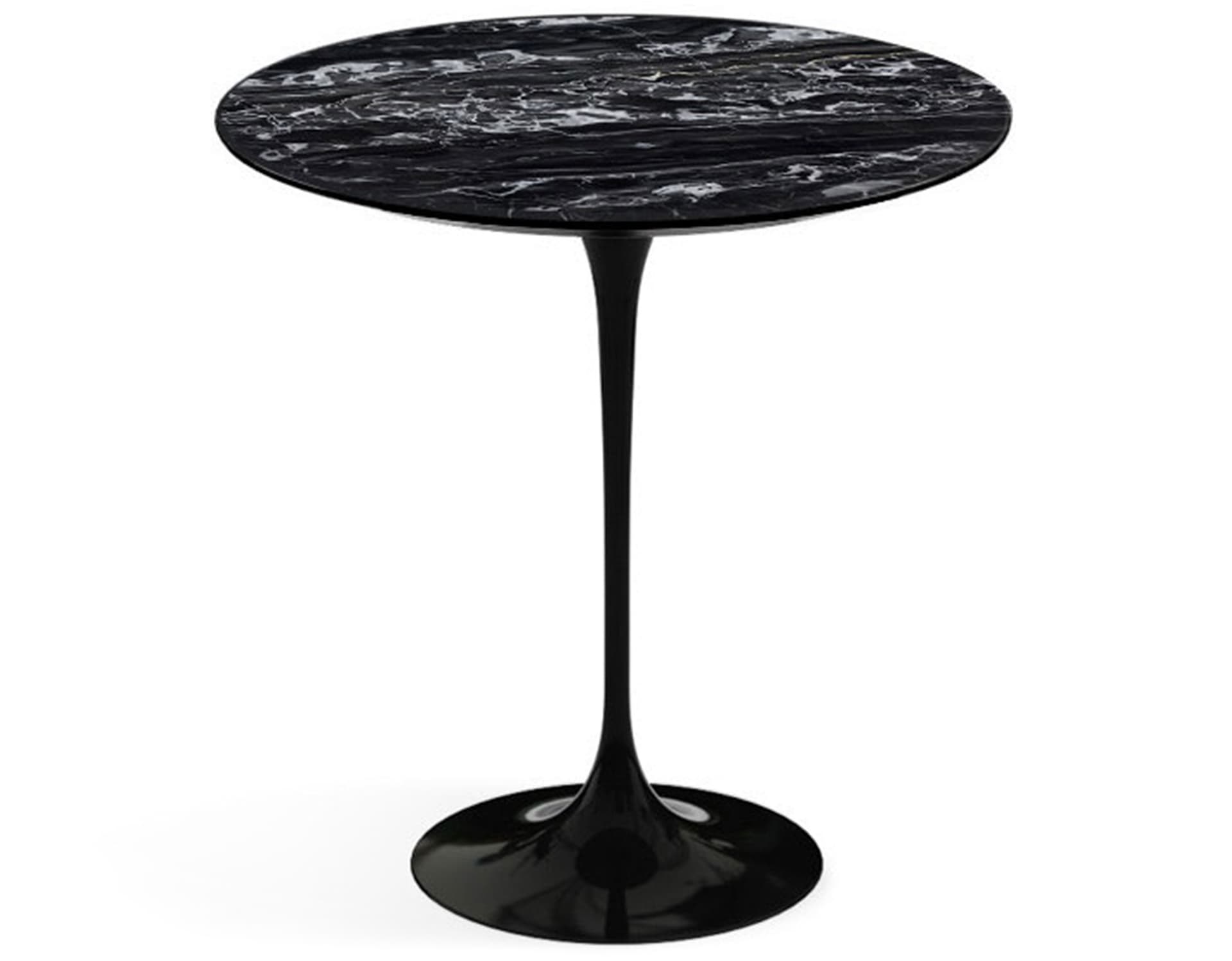 saarinen side table - 20" round / polished marble - portoro / high gloss - black