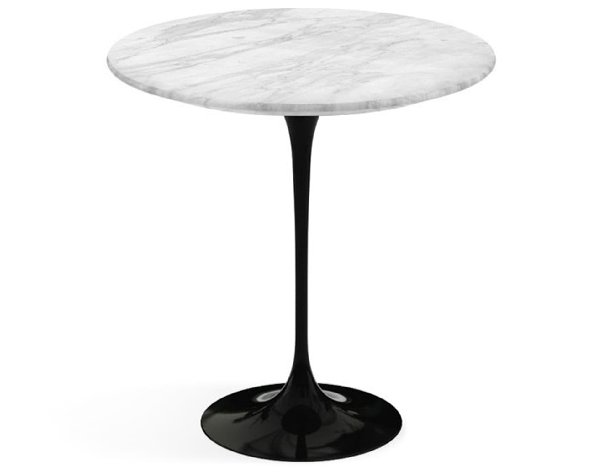 saarinen side table - 20" round / polished marble - carrara / high gloss - black