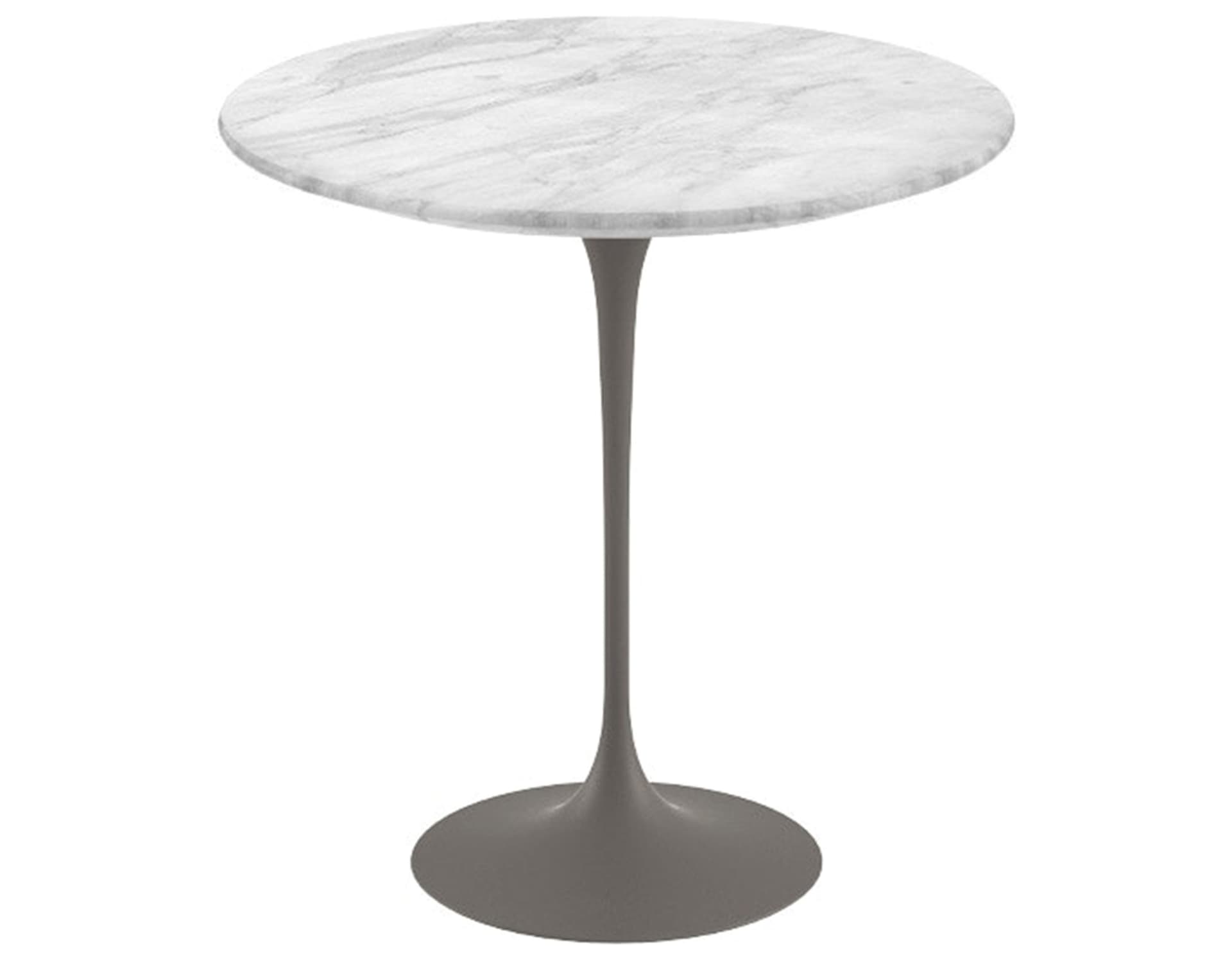 saarinen side table - 20" round / polished marble - carrara / satin - grey