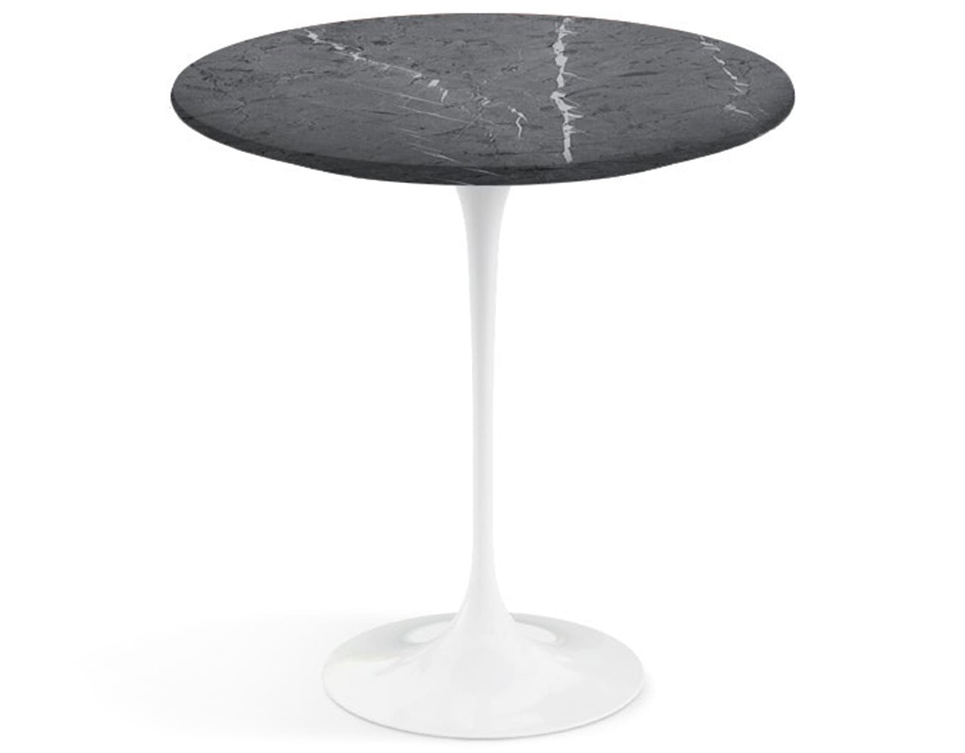 saarinen side table - 20" round / polished marble - grigio marquina / high gloss - white