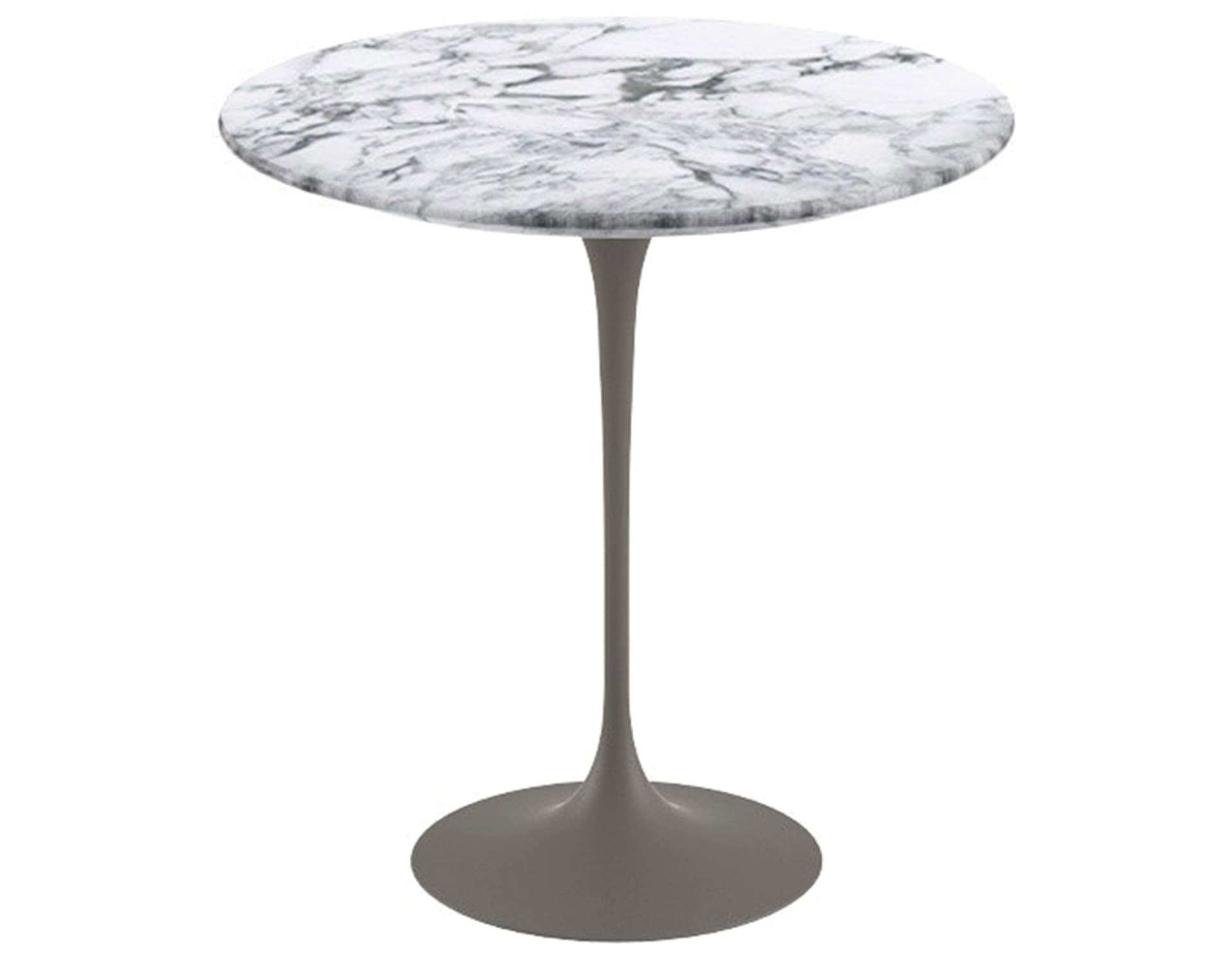 saarinen side table - 20" round / satin marble - arabescato / satin - grey