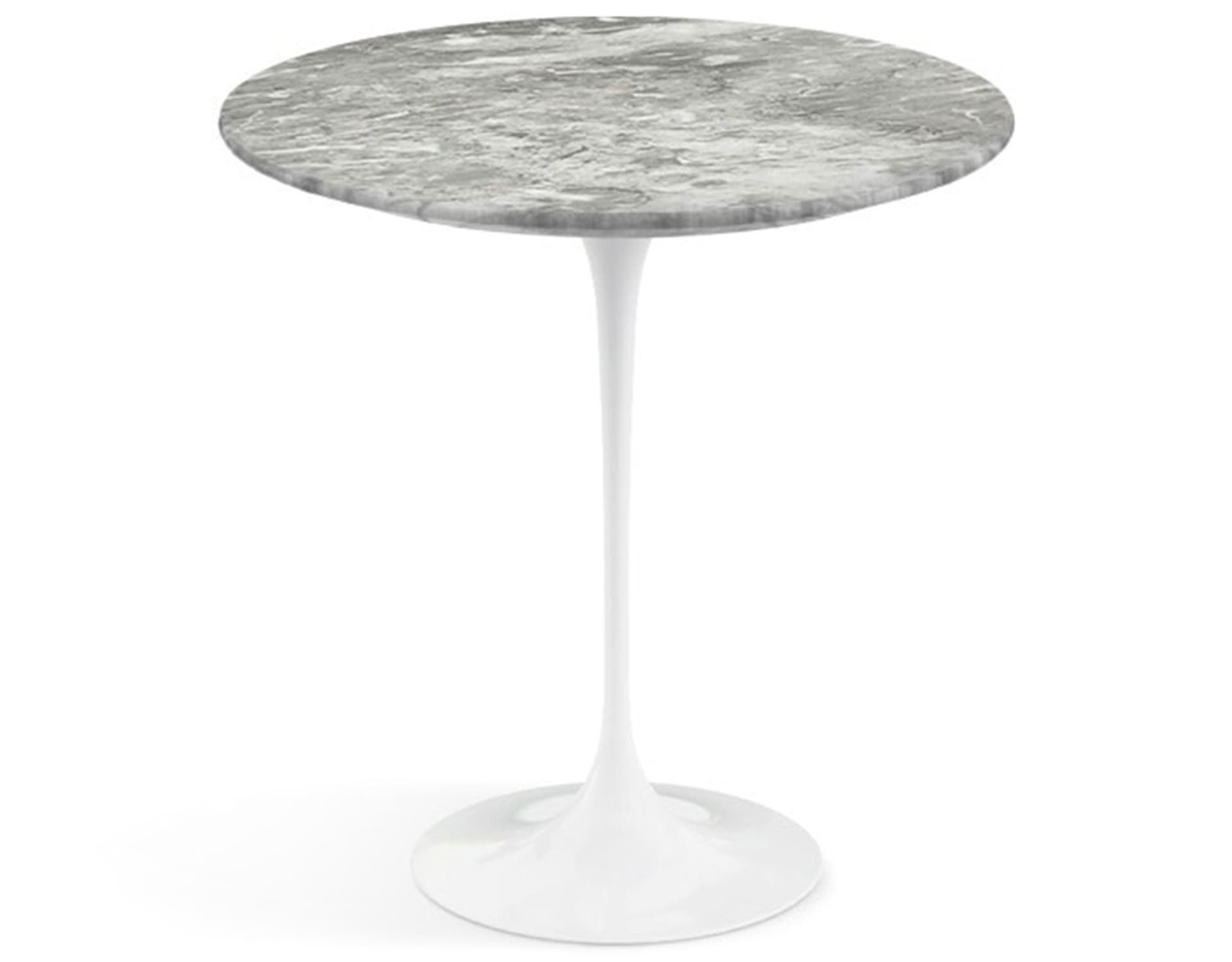saarinen side table - 20" round / satin marble - grey / high gloss - white