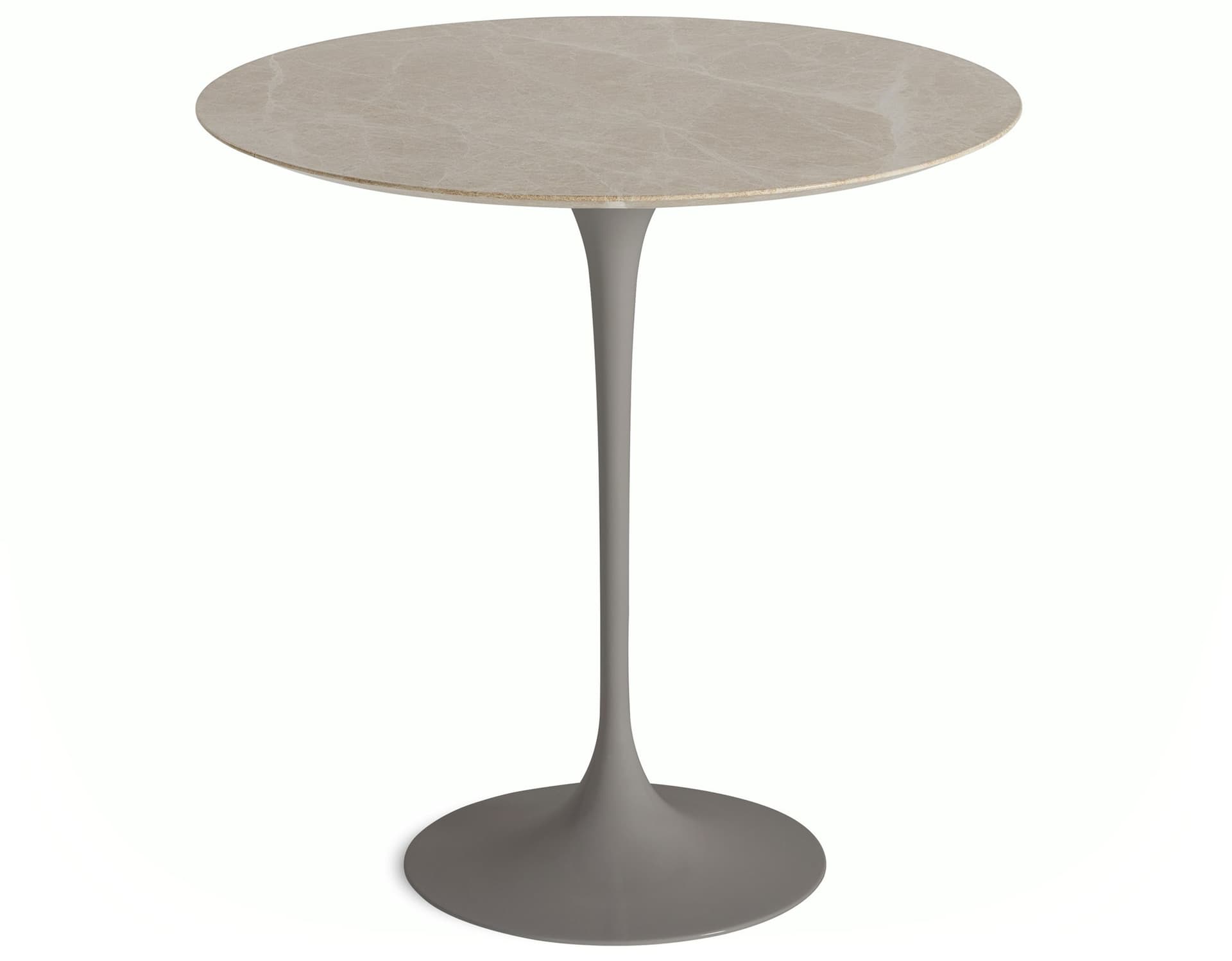 saarinen side table - 20" round / polished marble - emperador light / satin - grey