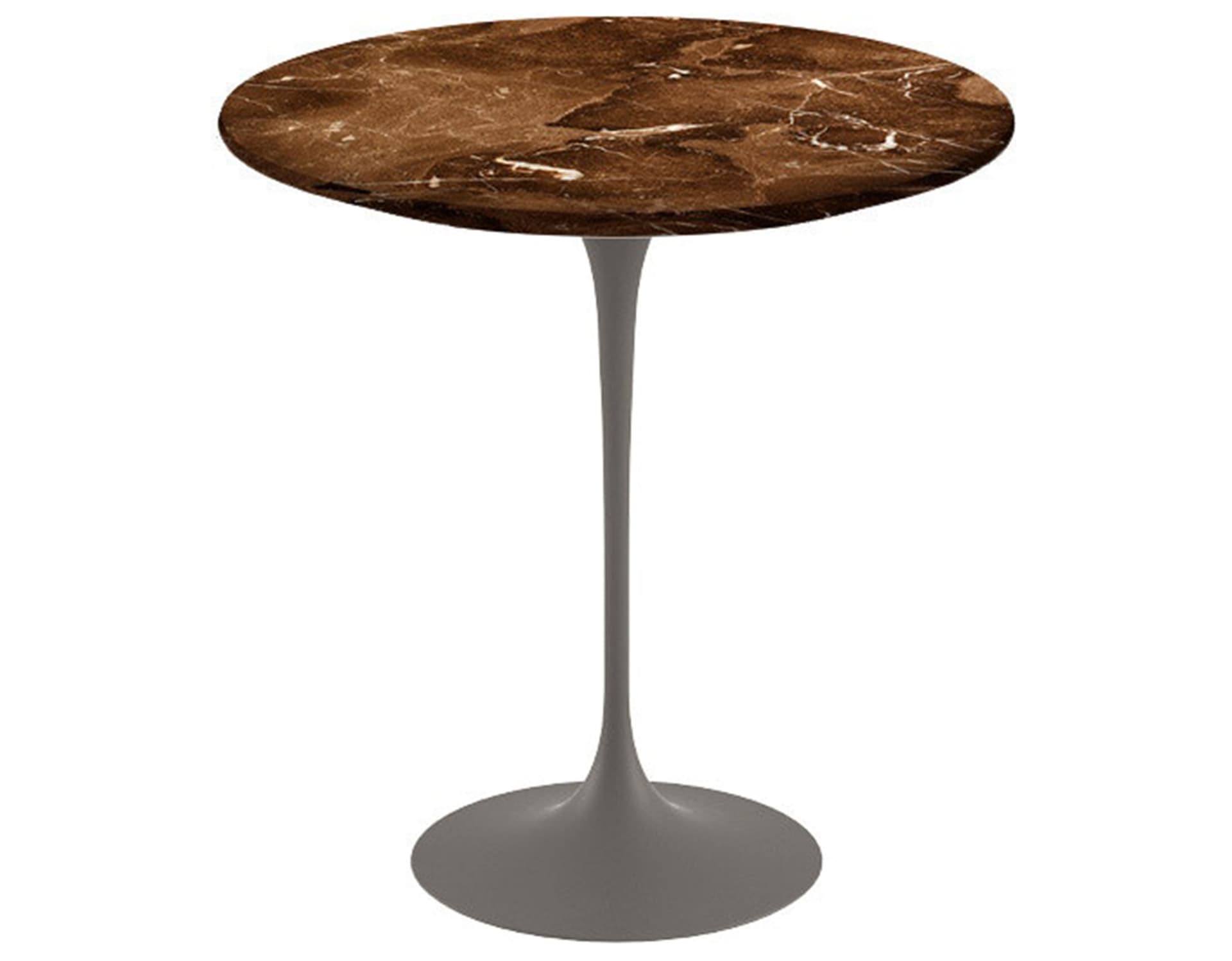 saarinen side table - 20" round / satin marble - espresso / satin - grey