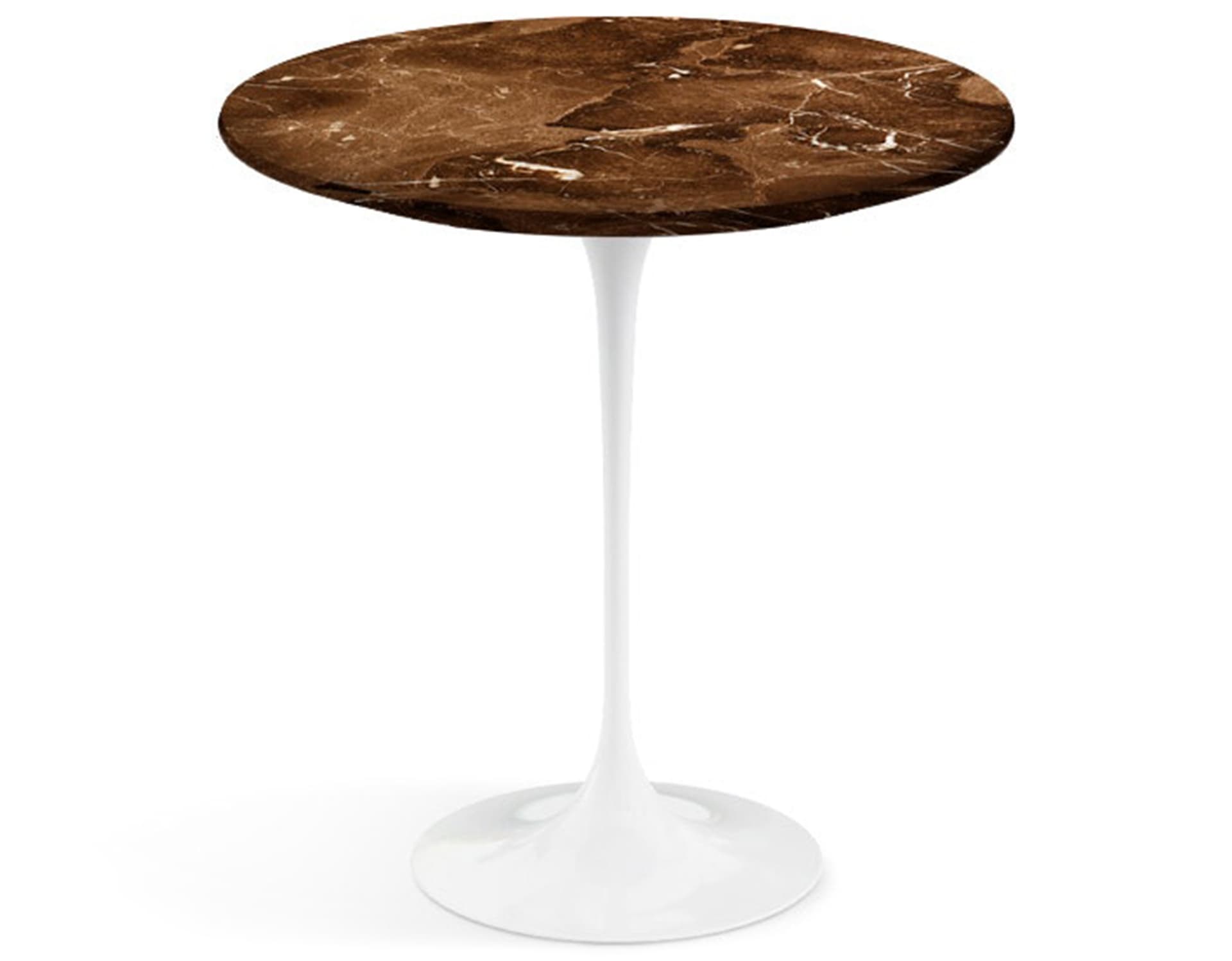 saarinen side table - 20" round / satin marble - espresso / high gloss - white