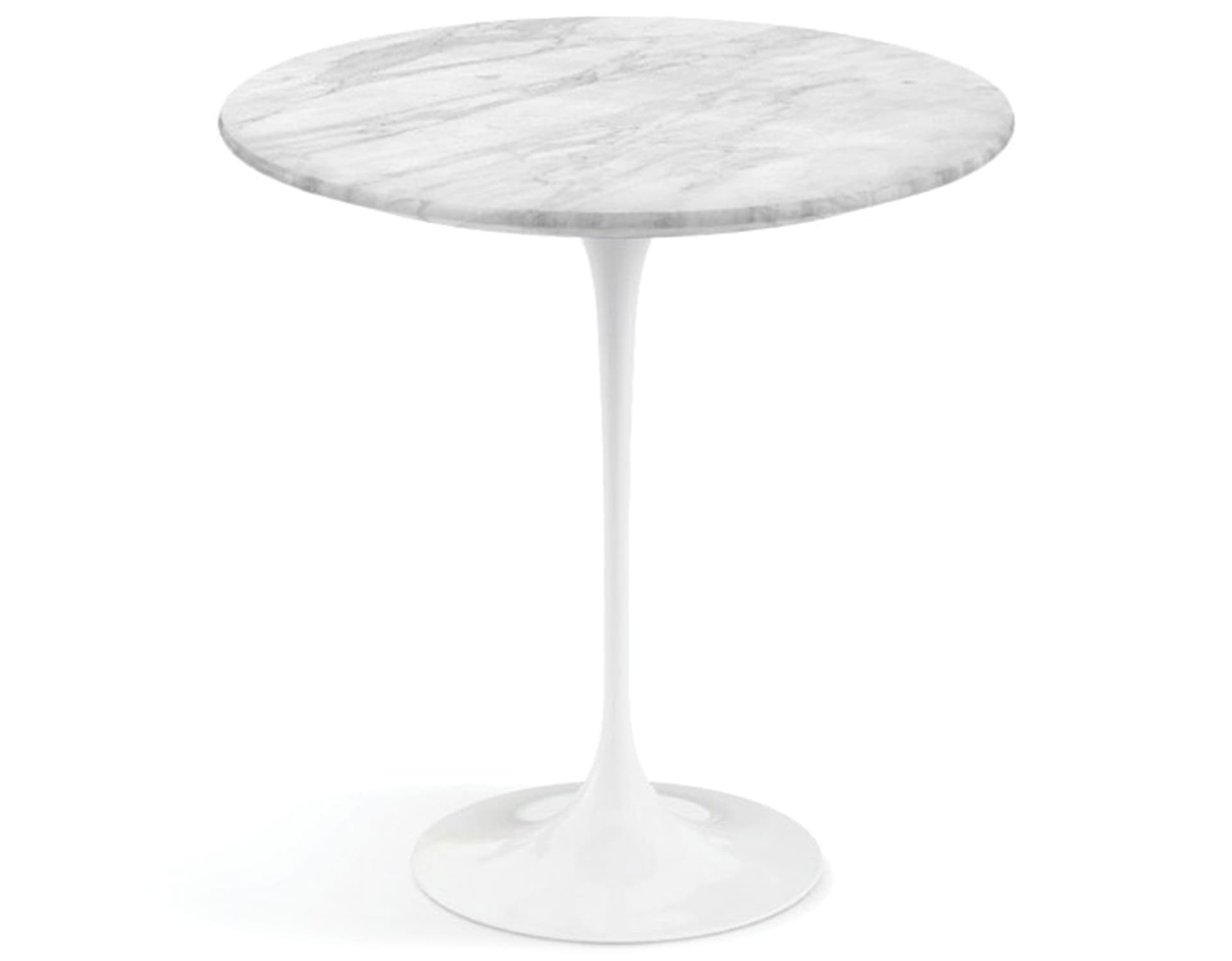 saarinen side table - 20" round / satin marble - carrara / high gloss - white