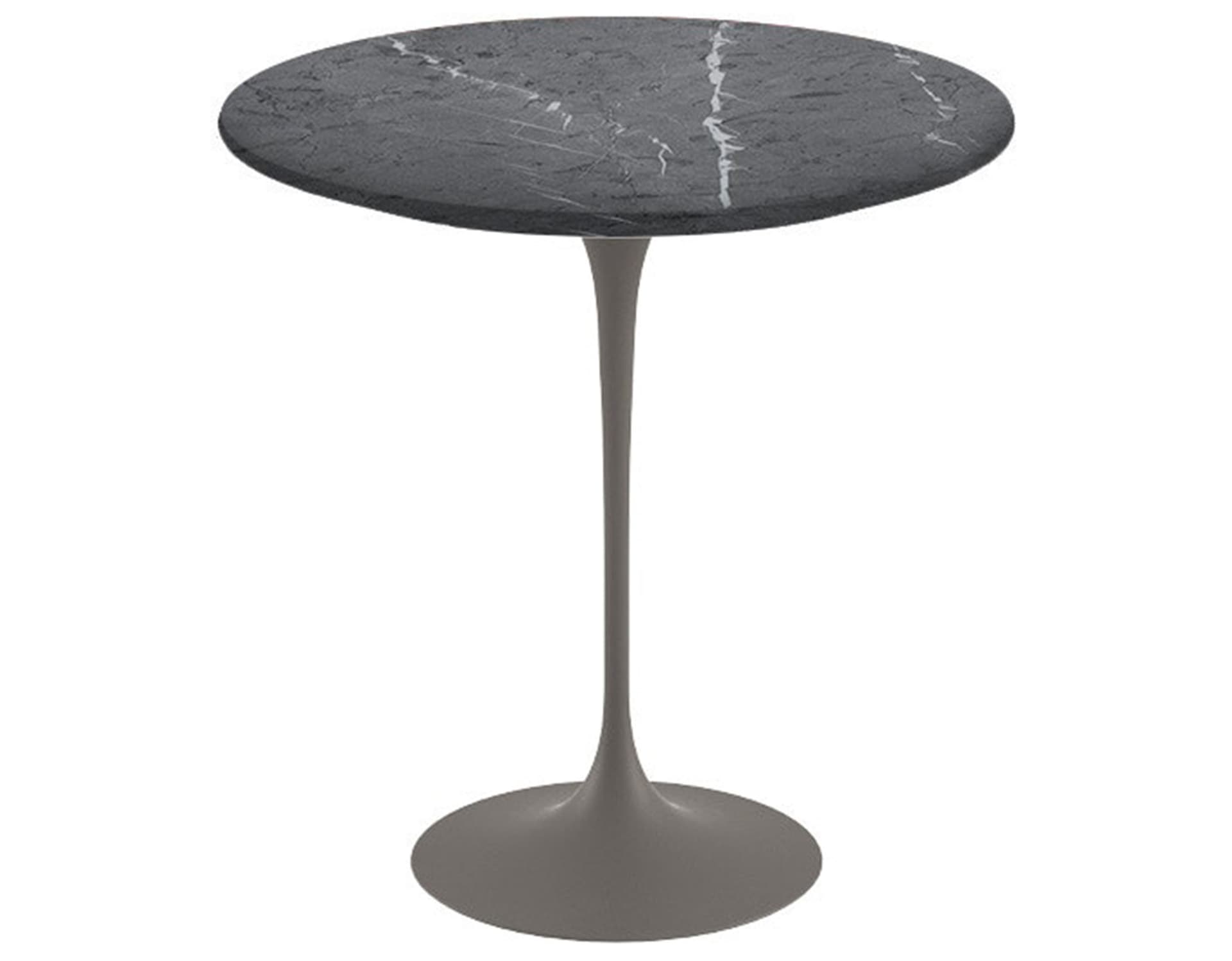 saarinen side table - 20" round / satin marble - grigio marquina / satin - grey