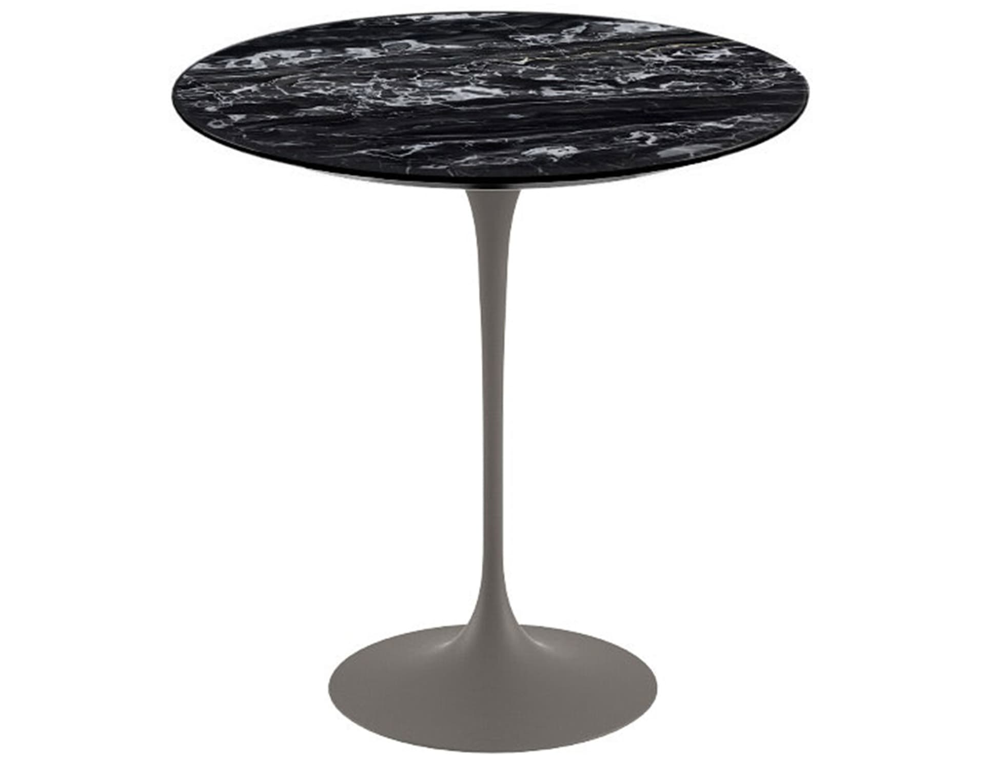 saarinen side table - 20" round / satin marble - portoro / satin - grey