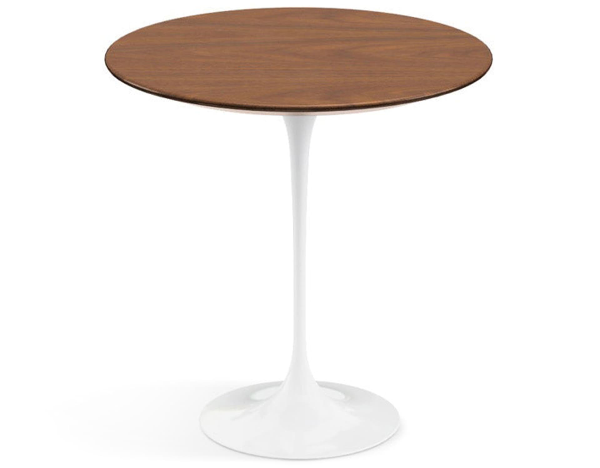 saarinen side table - 20" round / veneer - light walnut / high gloss - white