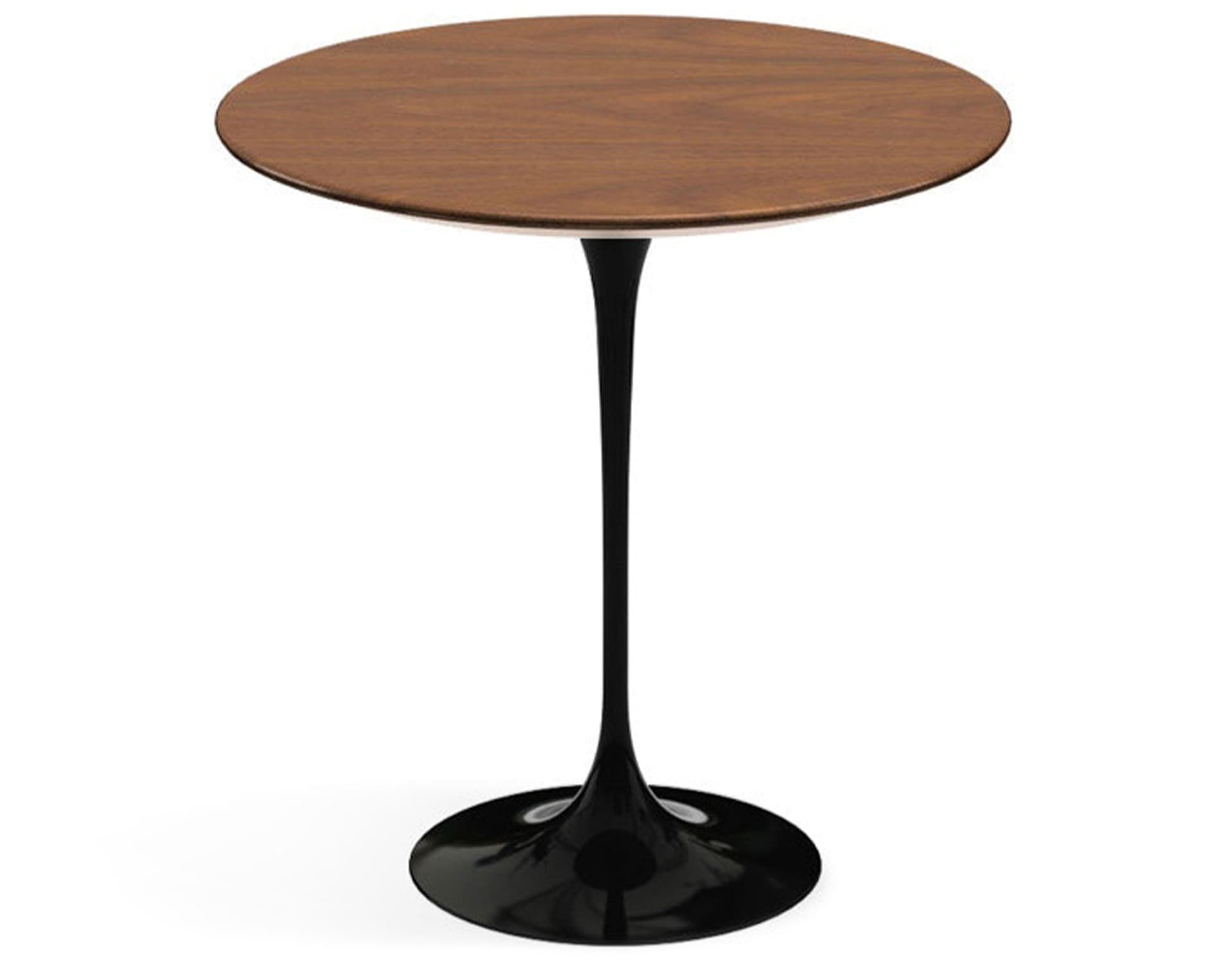 saarinen side table - 20" round / veneer - light walnut / high gloss - black