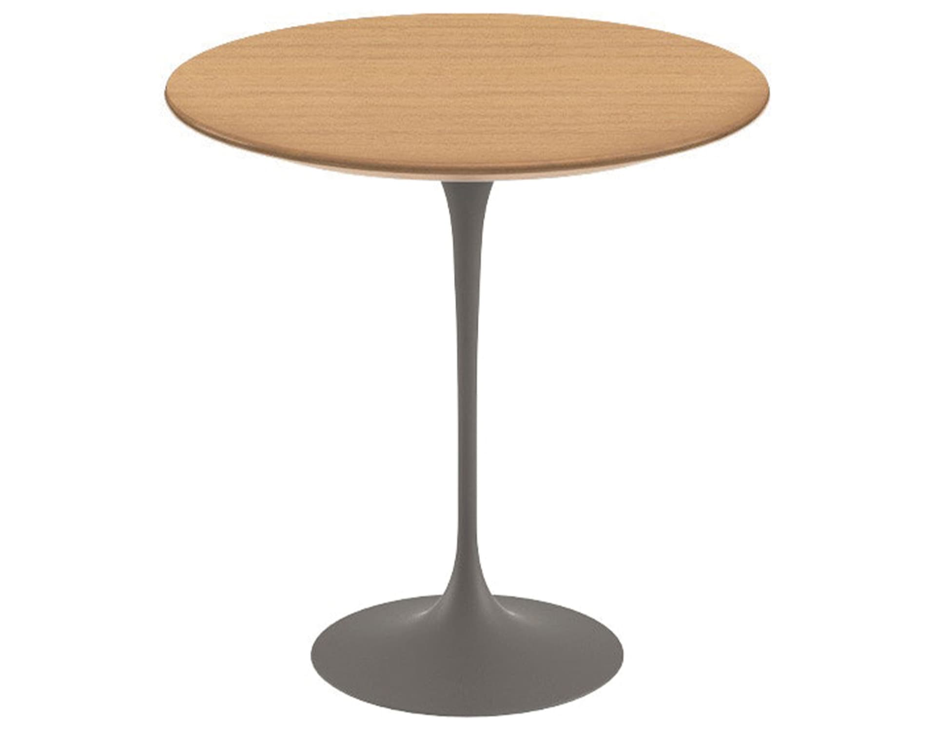 saarinen side table - 20" round / veneer - light oak / satin - grey