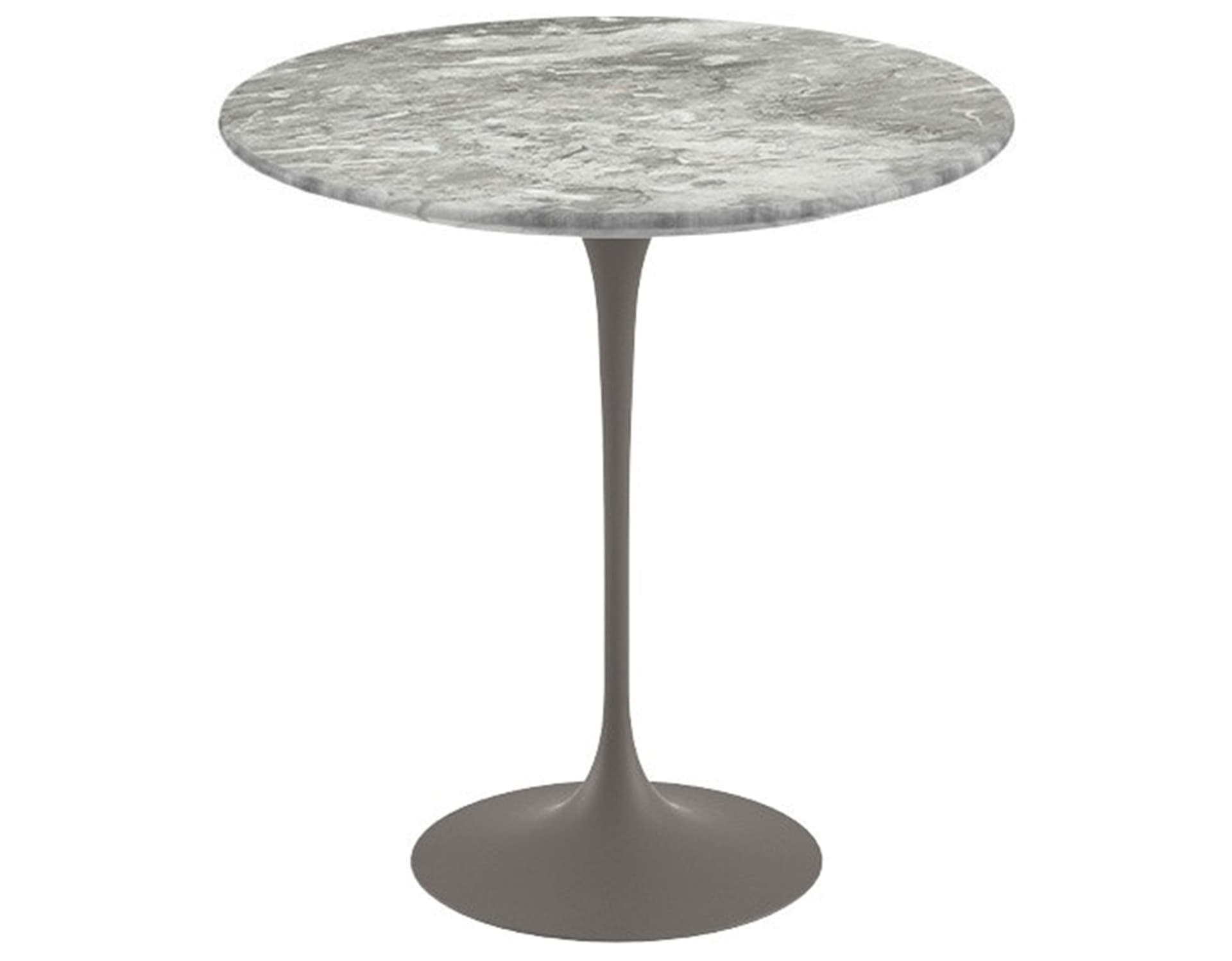 saarinen side table - 20" round / satin marble - grey / satin - grey