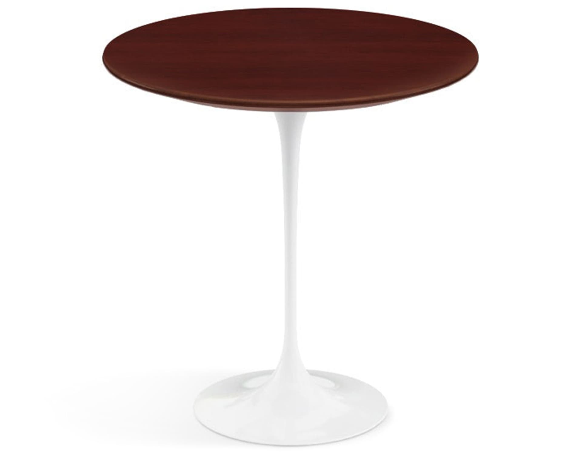 saarinen side table - 20" round / veneer - reff dark cherry / high gloss - white