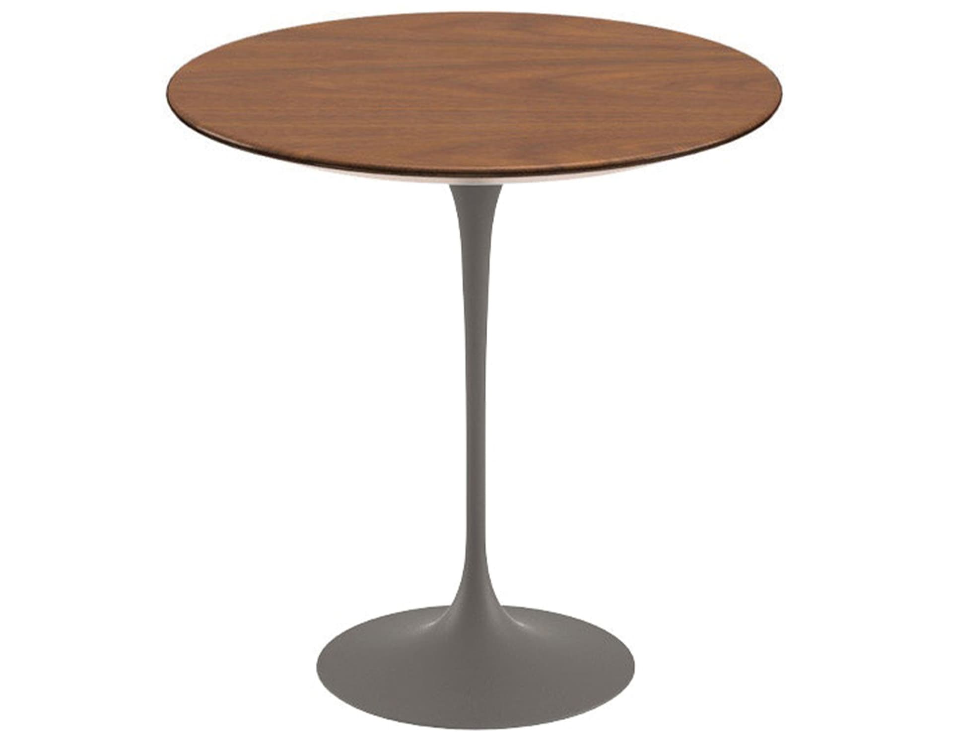 saarinen side table - 20" round / veneer - light walnut / satin - grey