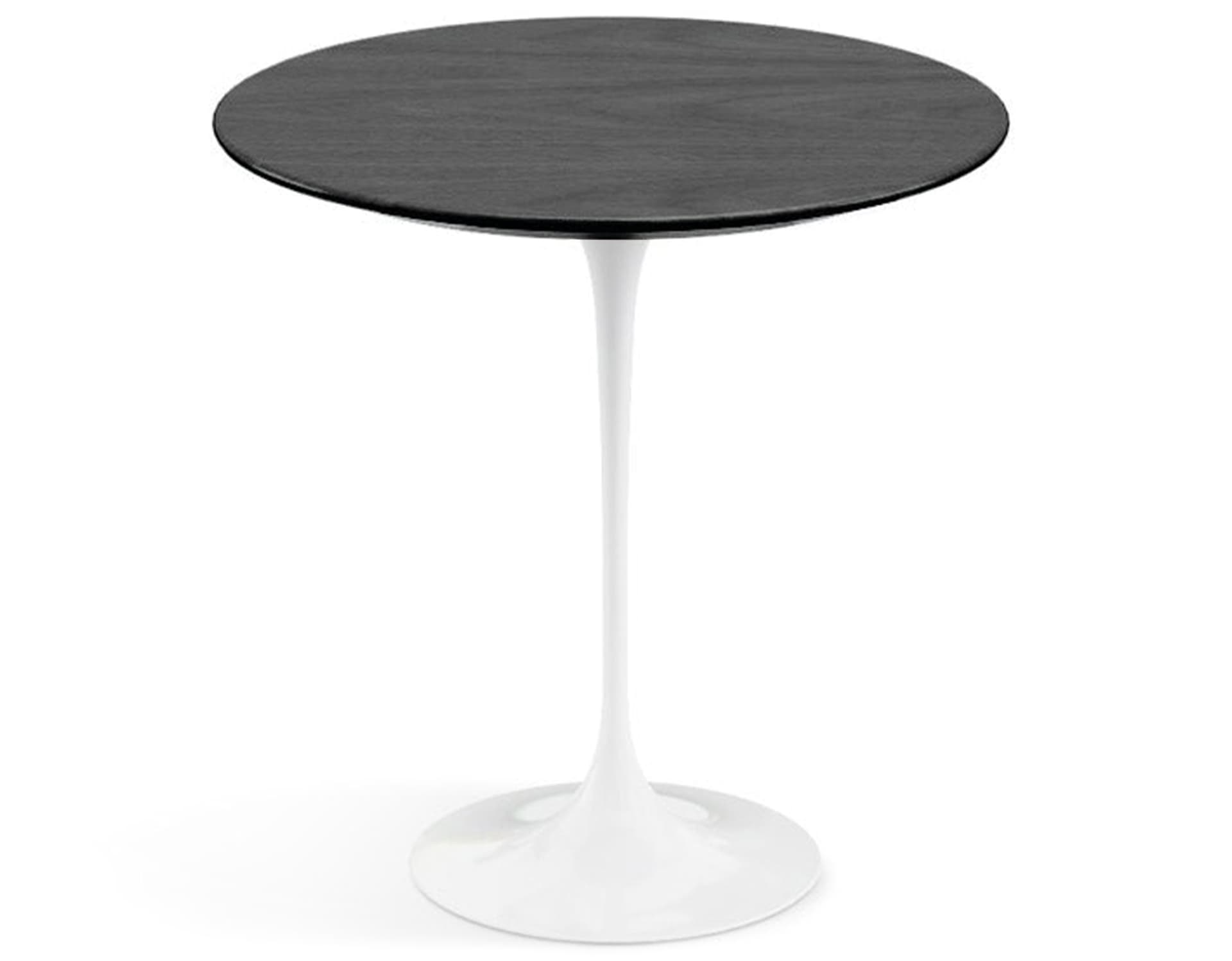 saarinen side table - 20" round / veneer - ebonized walnut / high gloss - white