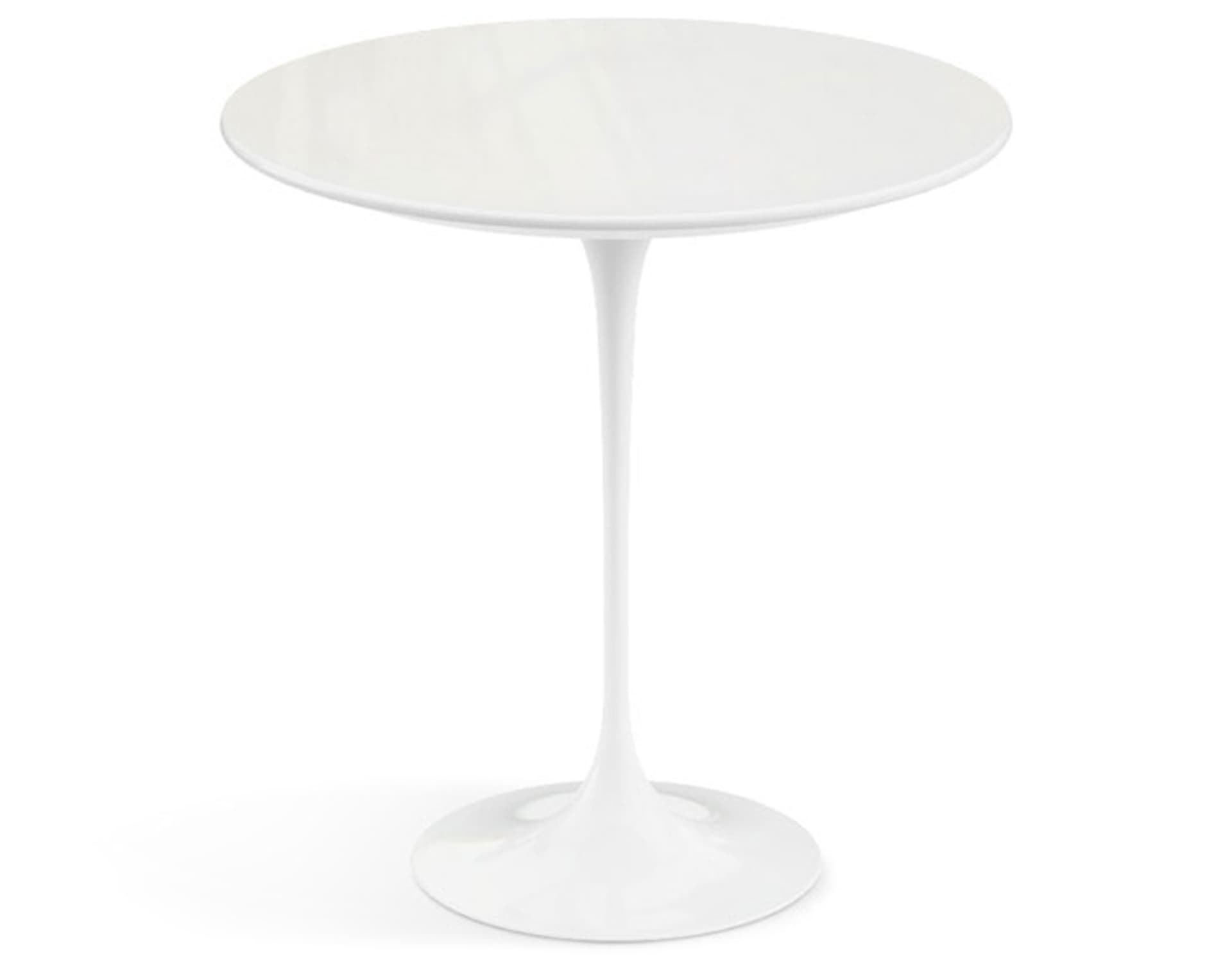 saarinen side table - 20" round / engineered stone - vetro bianco / high gloss - white