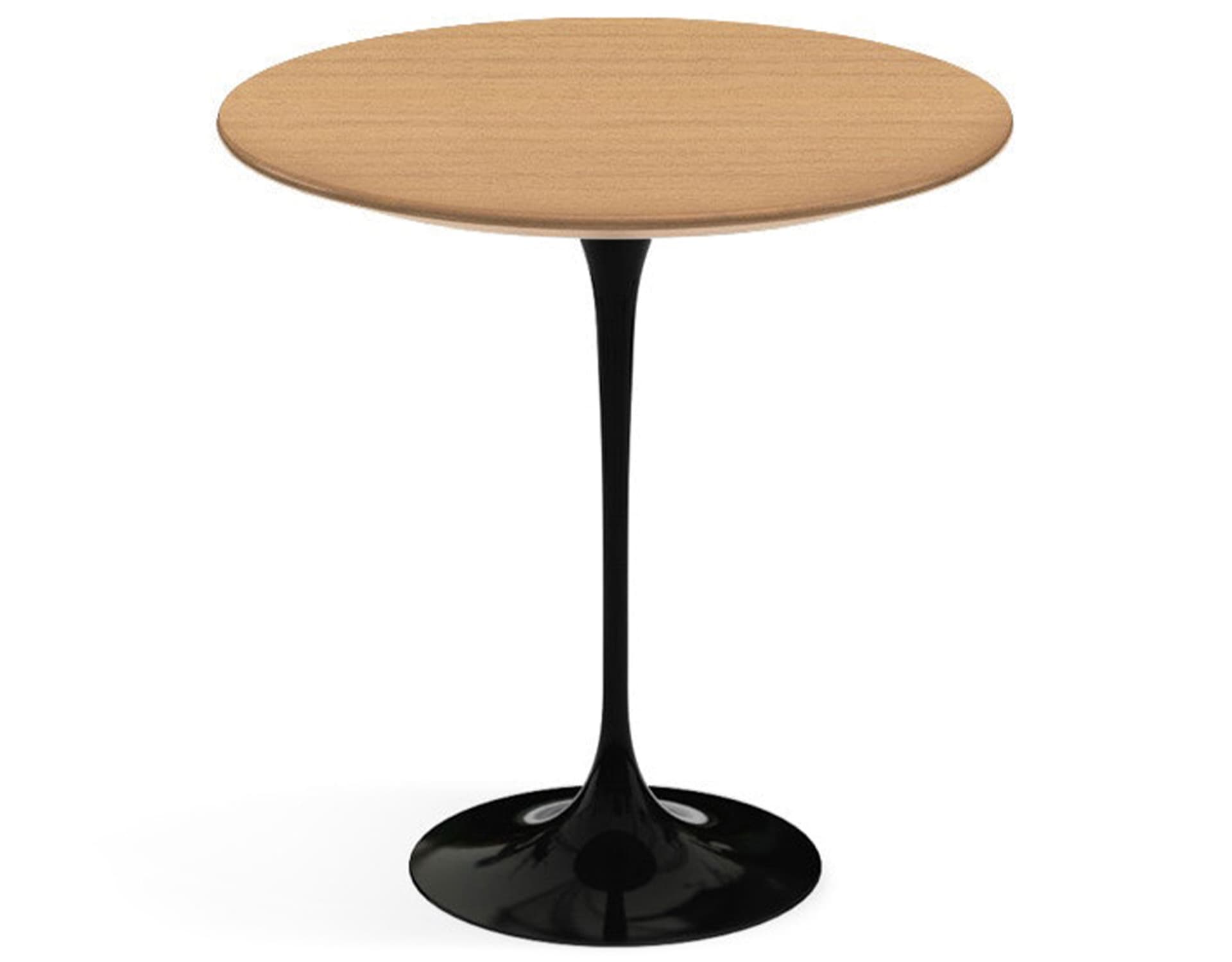 saarinen side table - 20" round / veneer - light oak / high gloss - black