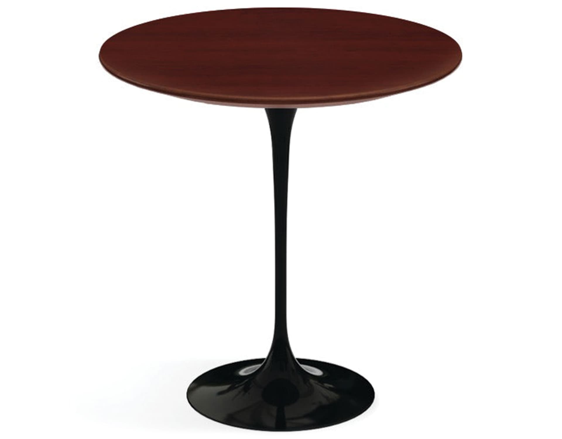 saarinen side table - 20" round / veneer - reff dark cherry / high gloss - black