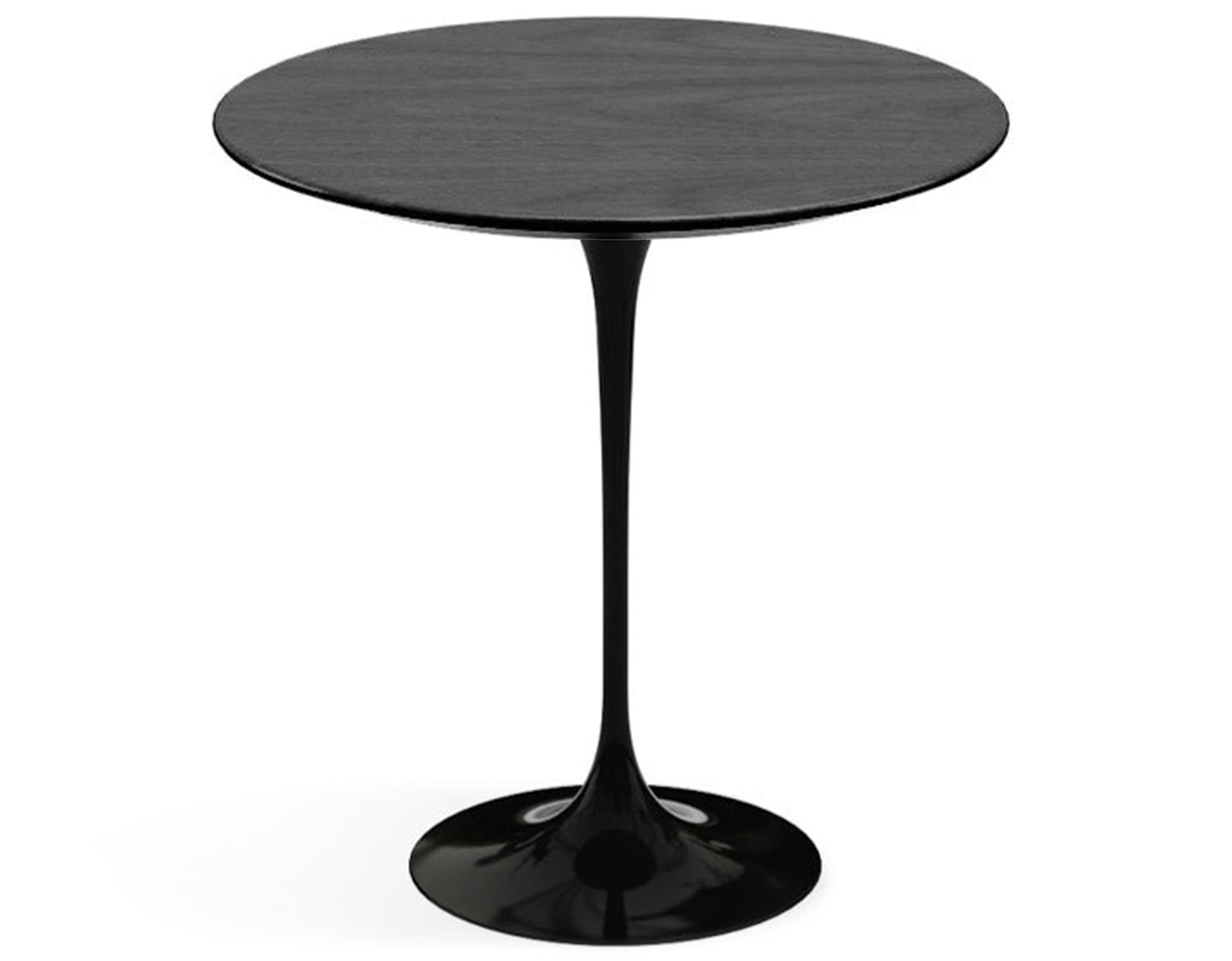 saarinen side table - 20" round / veneer - ebonized walnut / high gloss - black