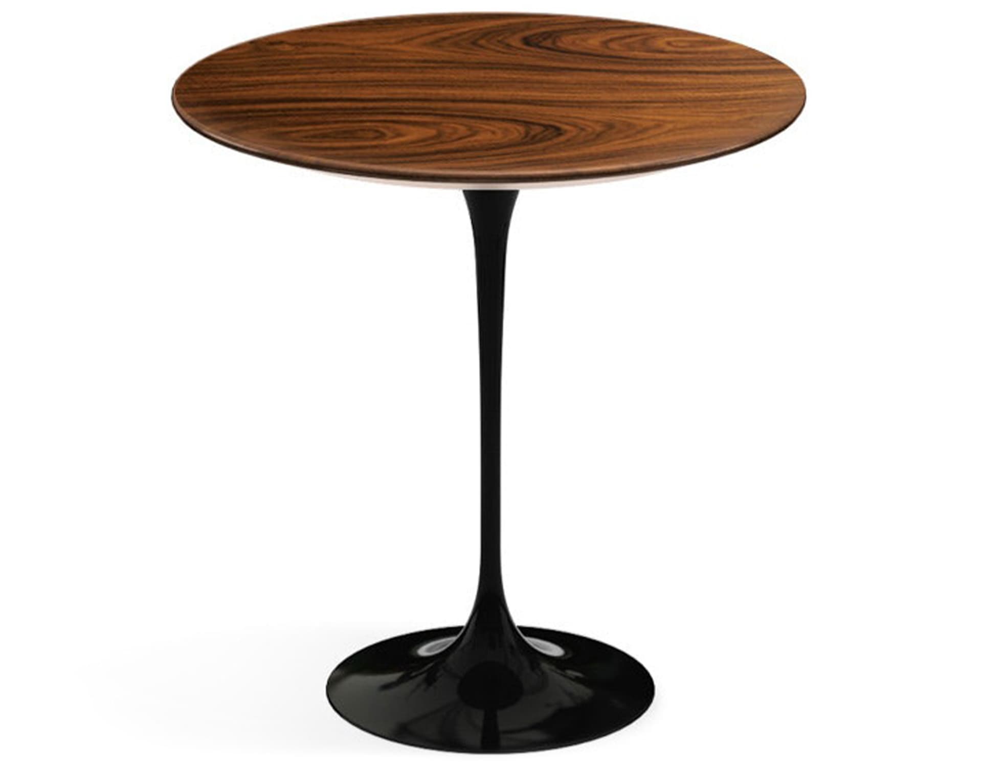 saarinen side table - 20" round / veneer - rosewood / high gloss - black