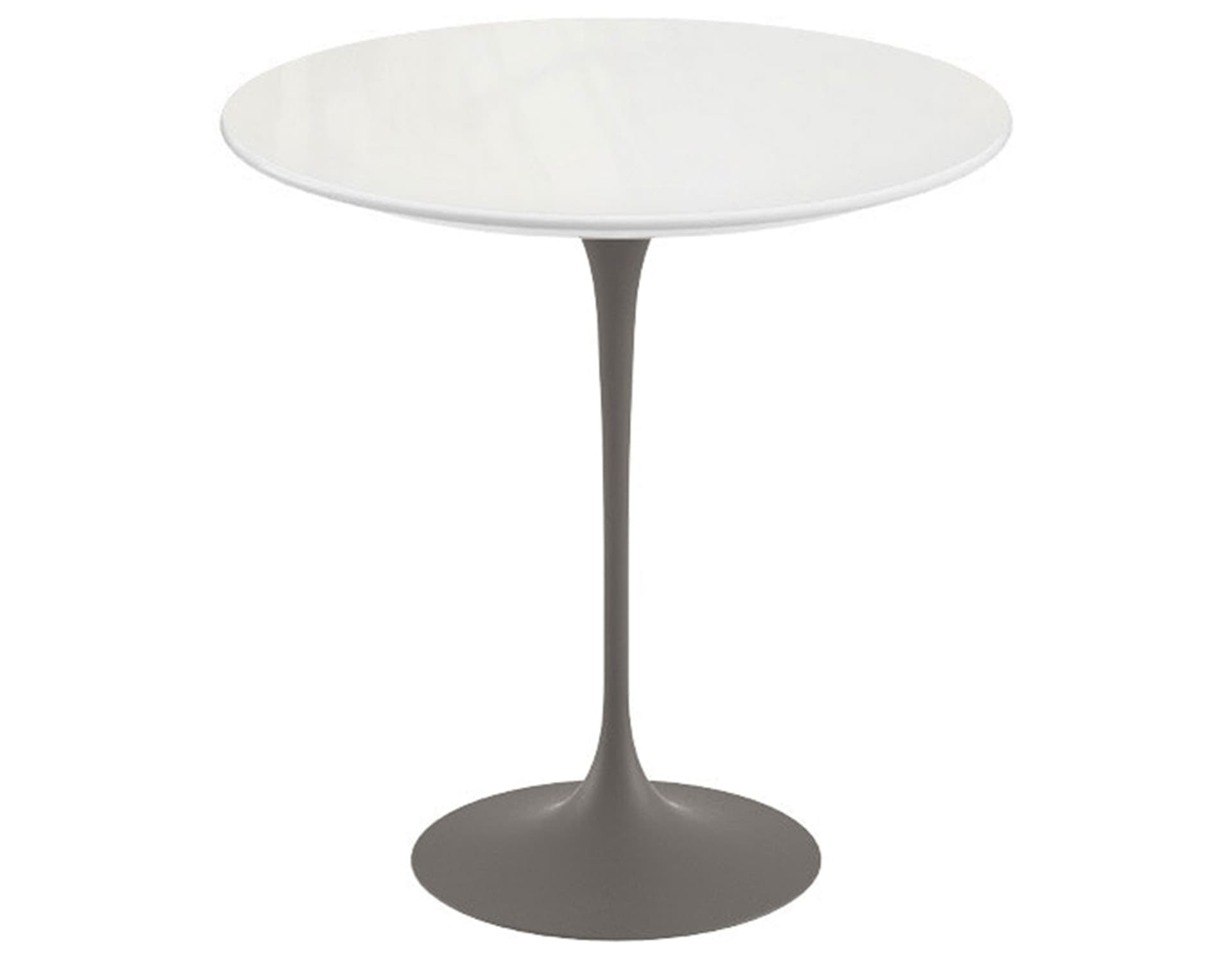 saarinen side table - 20" round / engineered stone - vetro bianco / satin - grey