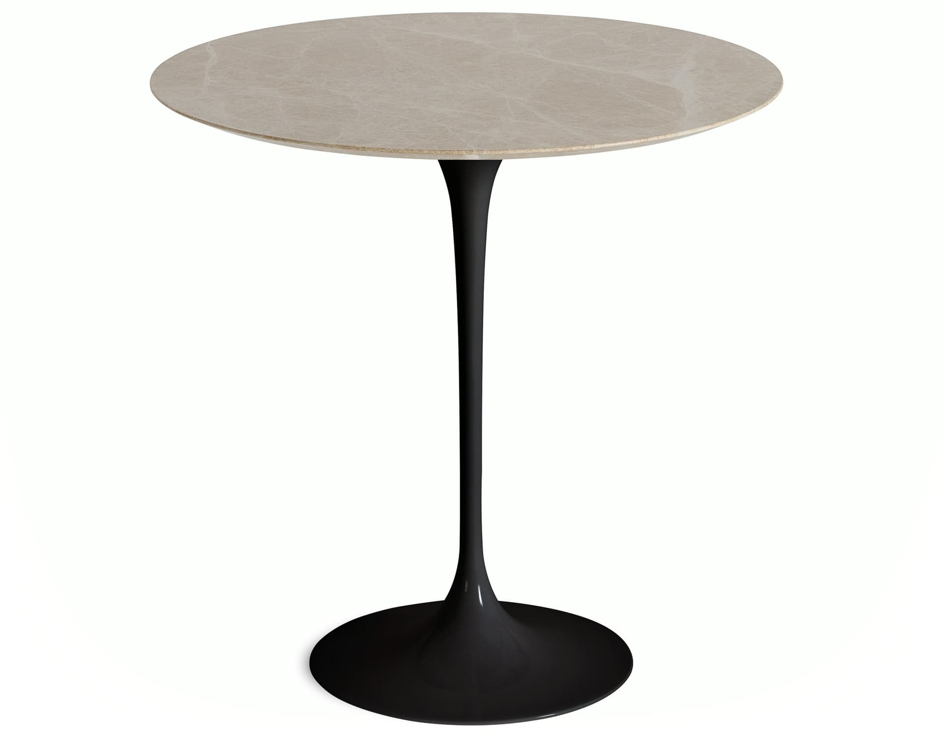 saarinen side table - 20" round / satin marble - emperador light / high gloss - black