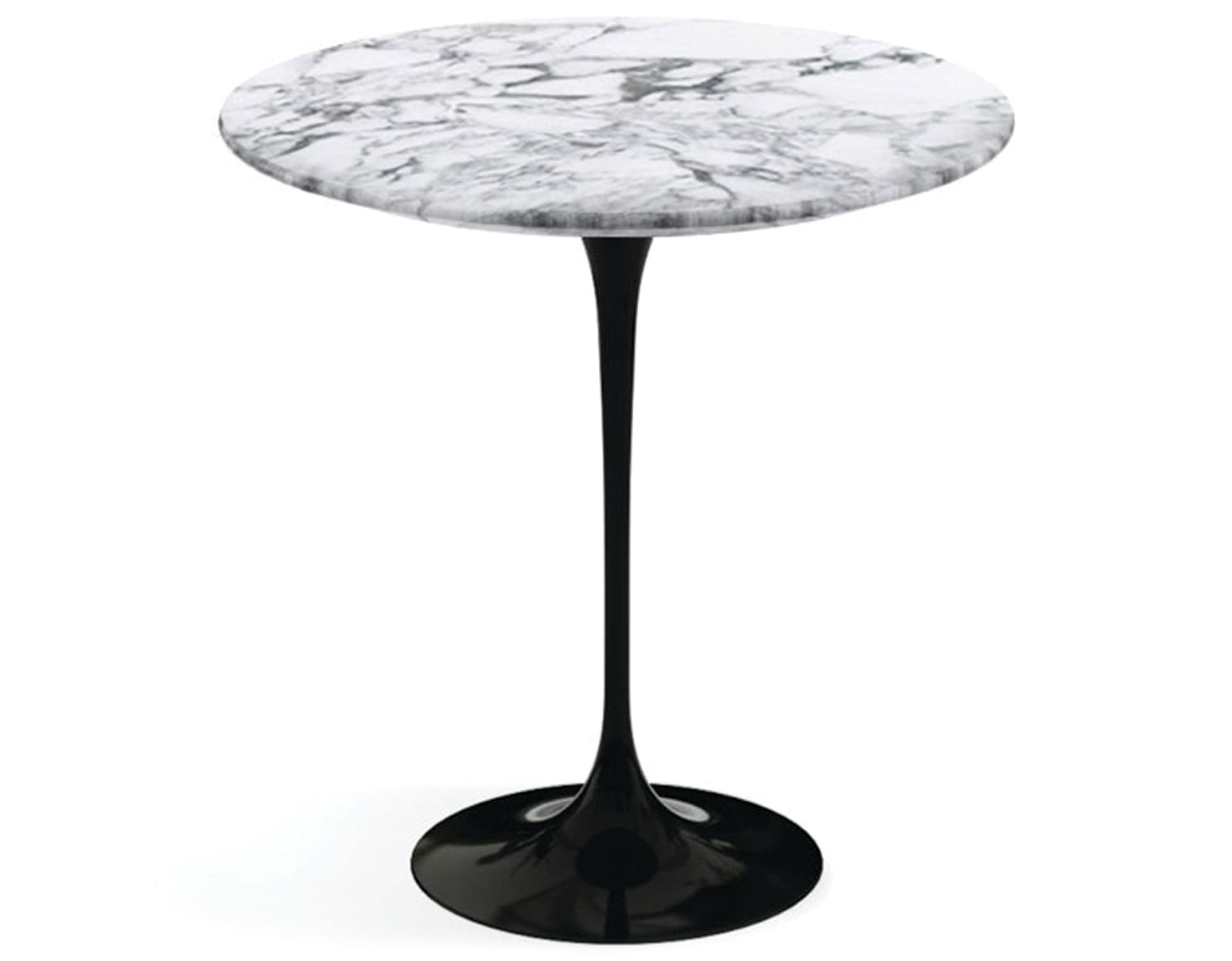 saarinen side table - 20" round / polished marble - arabescato / high gloss - black