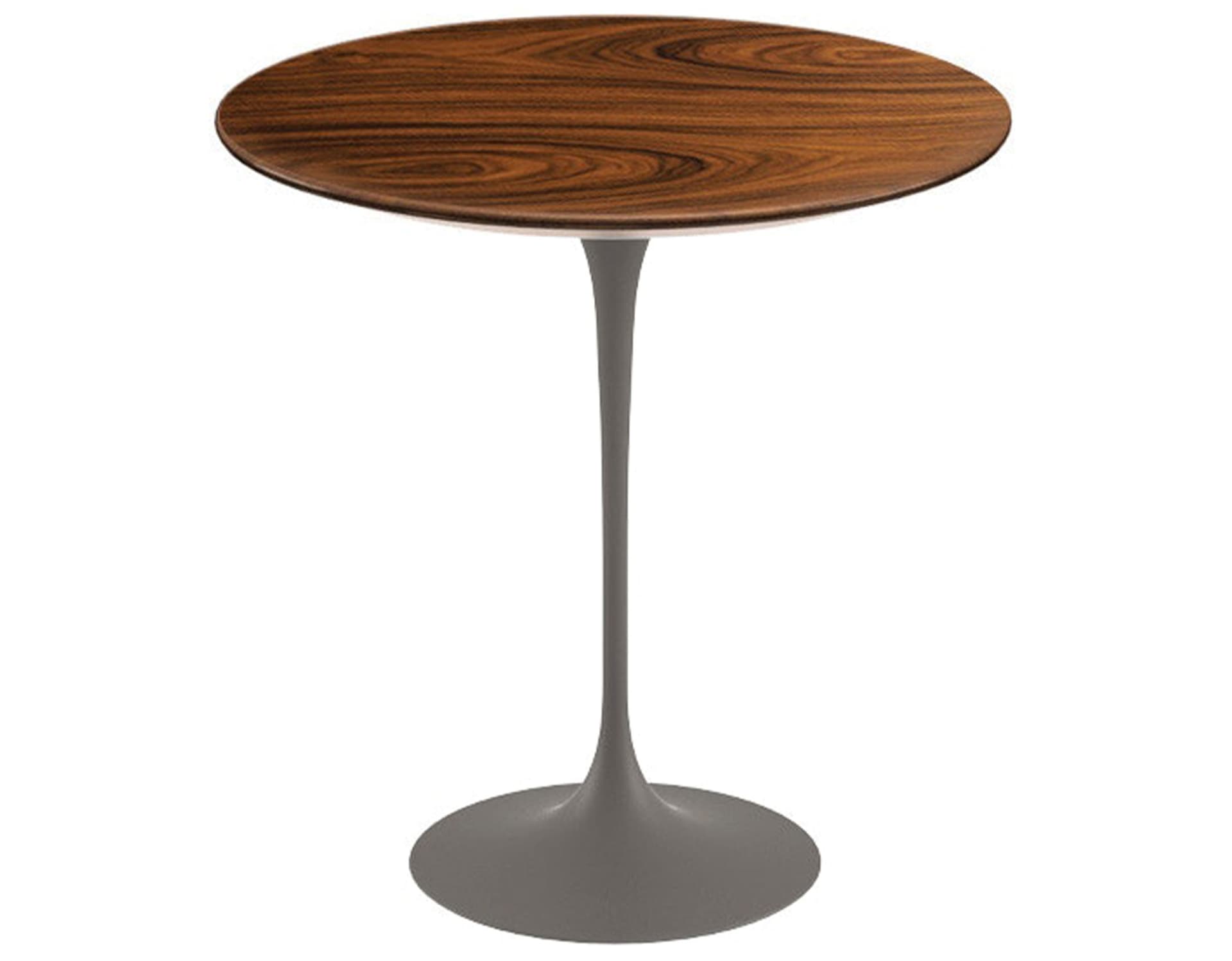 saarinen side table - 20" round / veneer - rosewood / satin - grey
