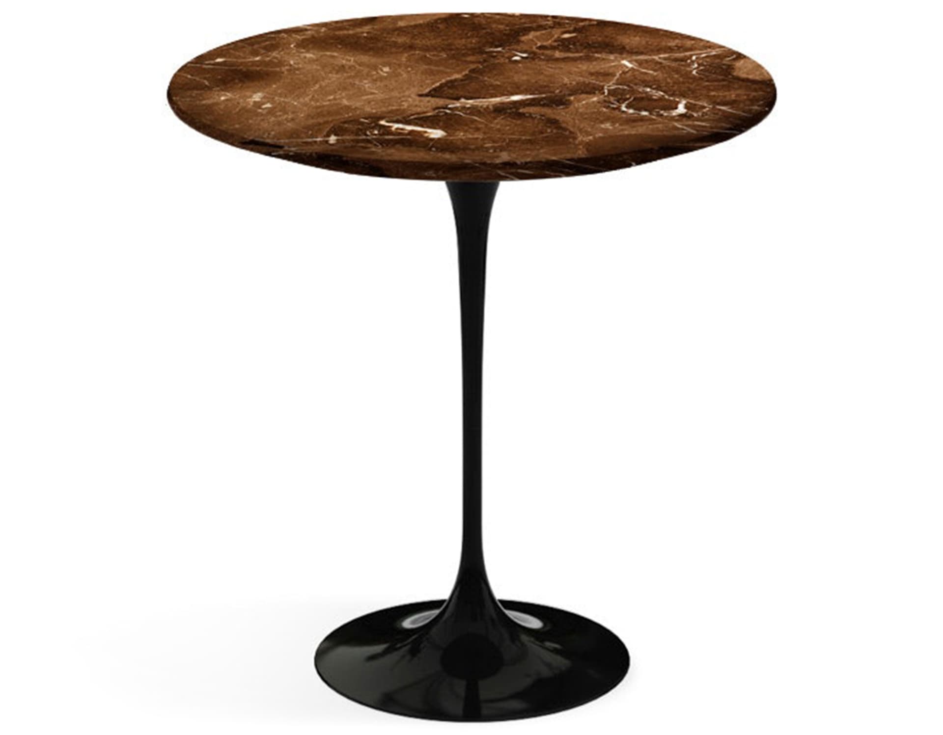 saarinen side table - 20" round / satin marble - espresso / high gloss - black