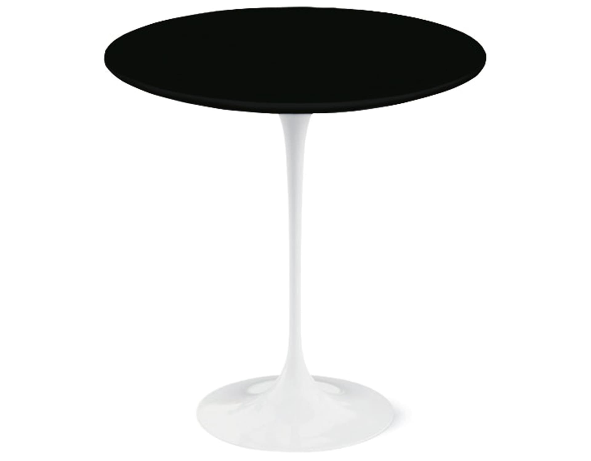 saarinen side table - 20" round / laminate - black / high gloss - white