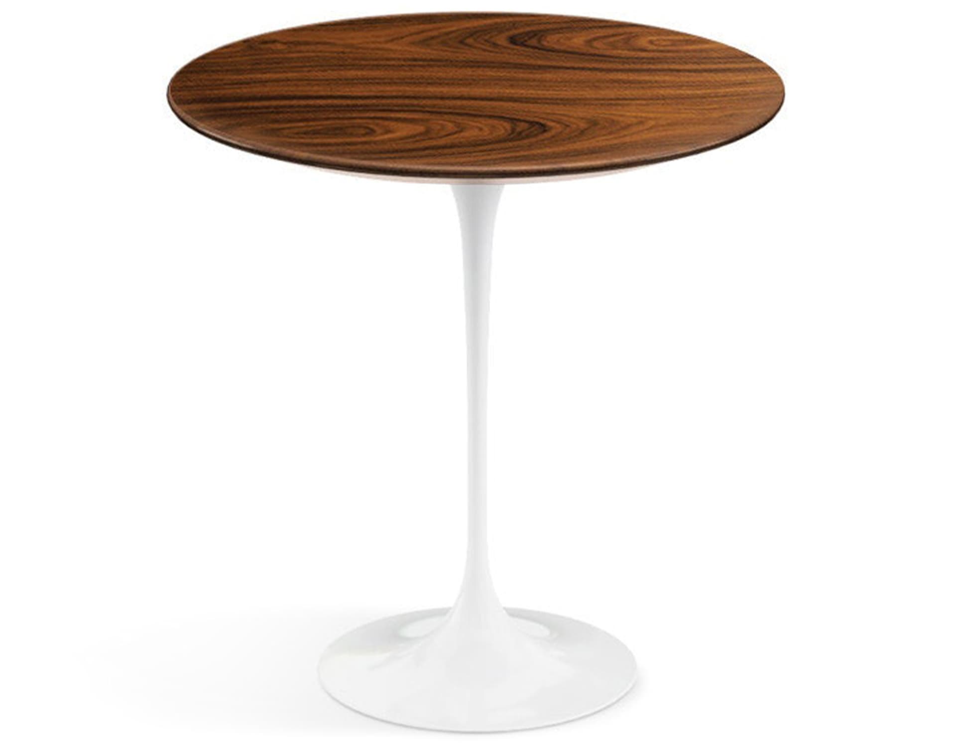 saarinen side table - 20" round / veneer - rosewood / high gloss - white
