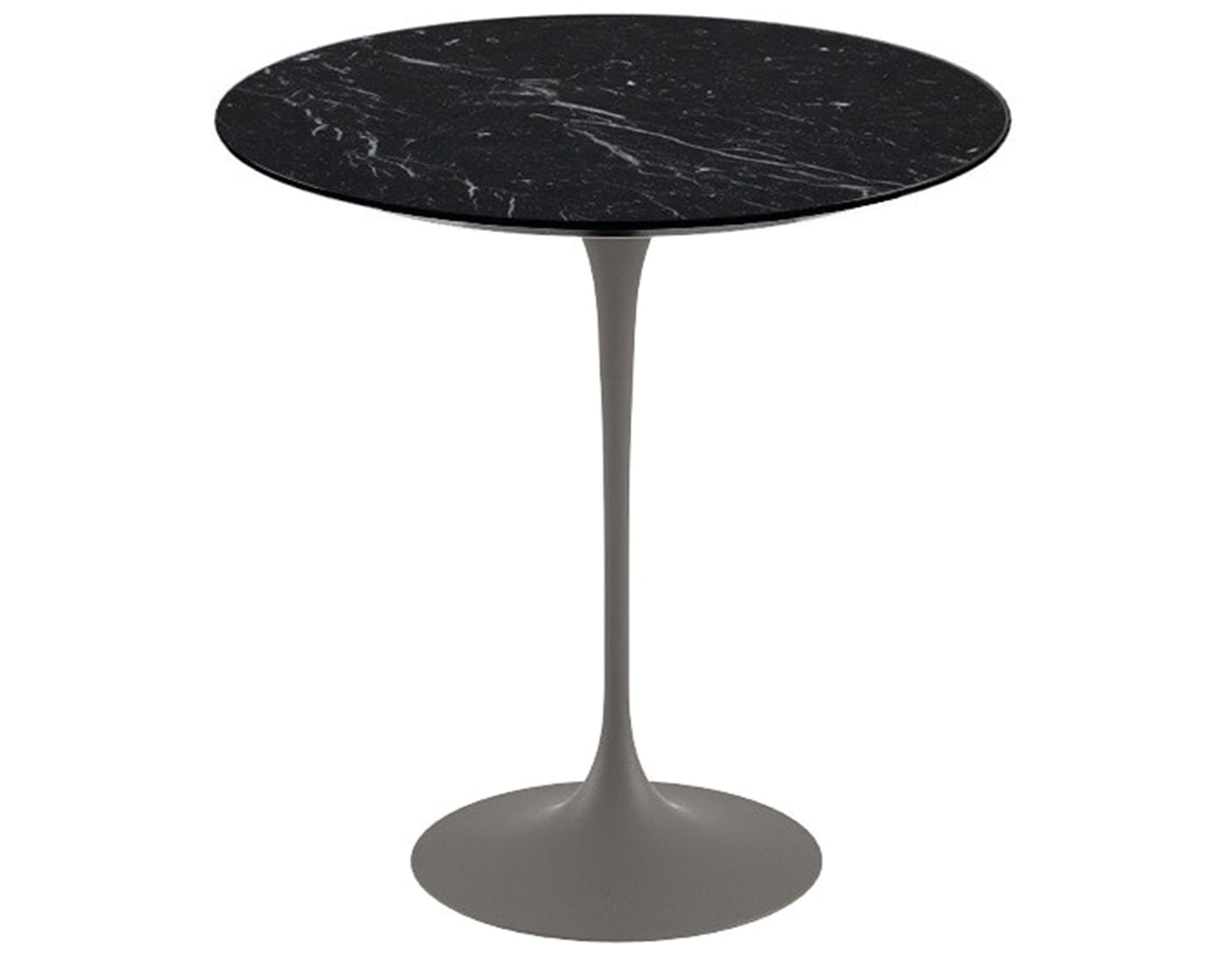 saarinen side table - 20" round / satin marble - nero marquina / satin - grey