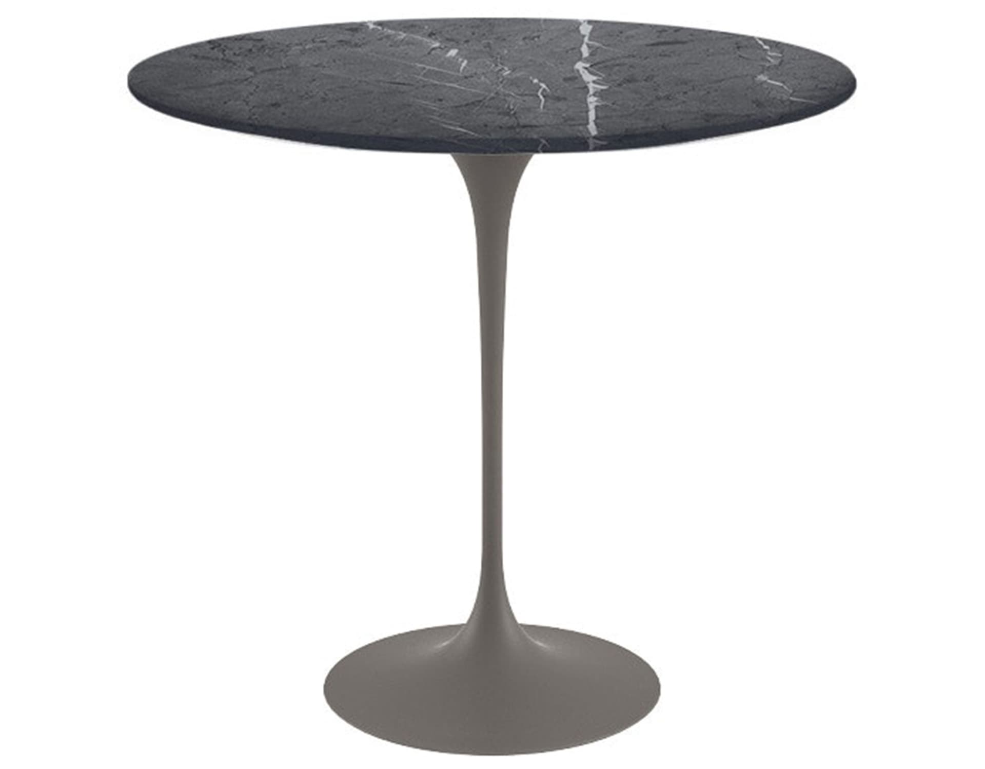 saarinen side table - 22" oval / polished marble - grigio marquina / satin - grey