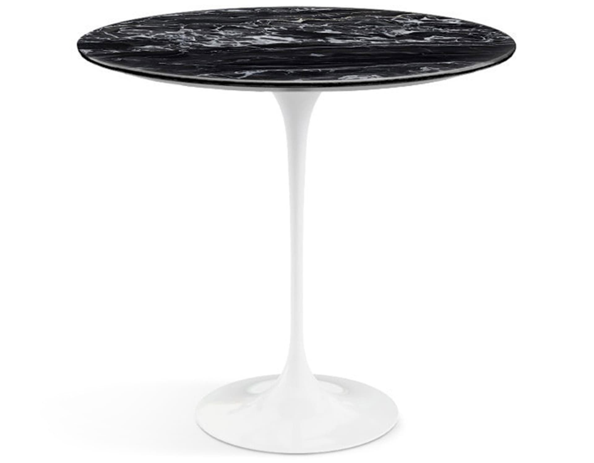 saarinen side table - 22" oval / polished marble - portoro / high gloss - white