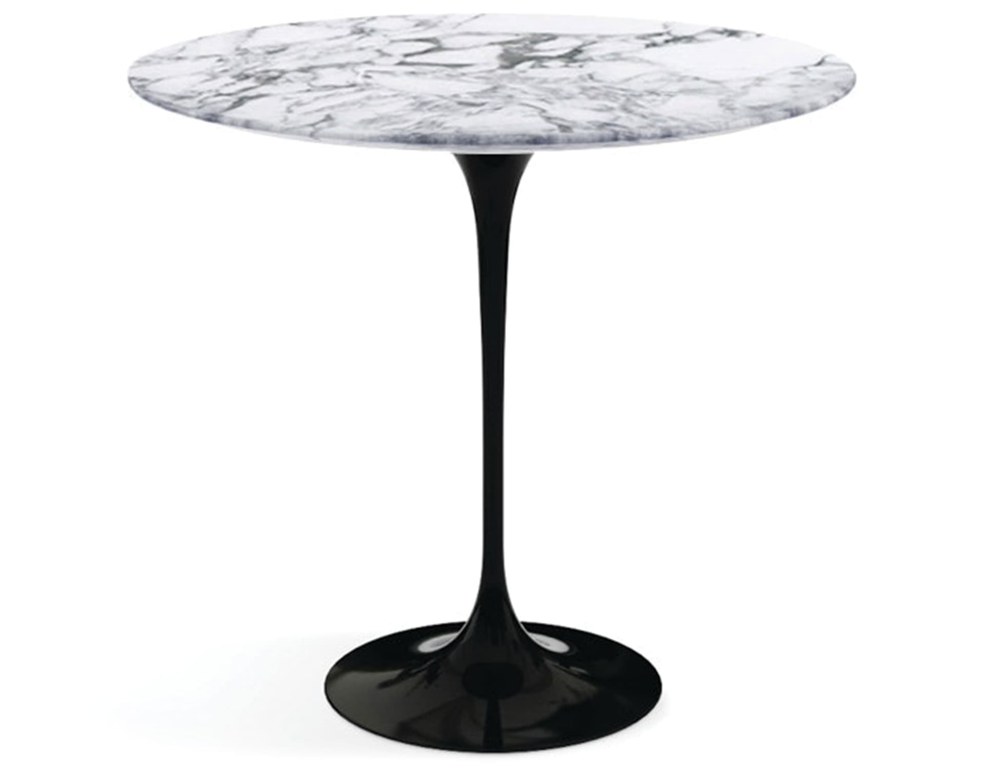 saarinen side table - 22" oval / satin marble - arabescato / high gloss - black