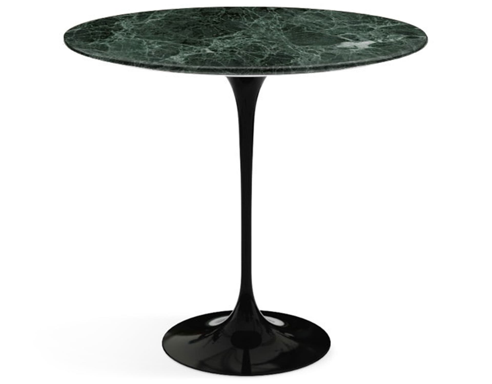 saarinen side table - 22" oval / polished marble - verde alpi / high gloss - black