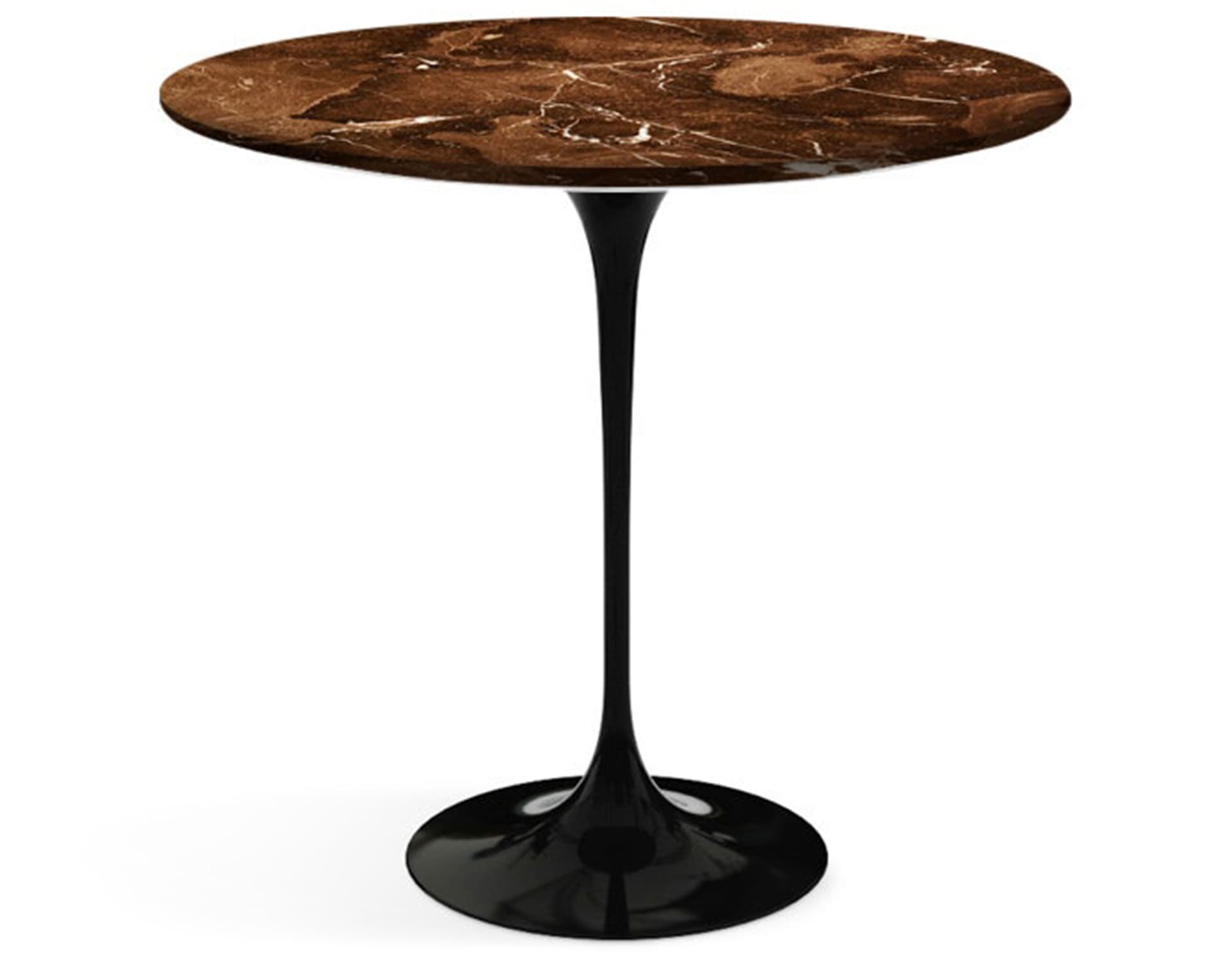 saarinen side table - 22" oval / satin marble - espresso / high gloss - black