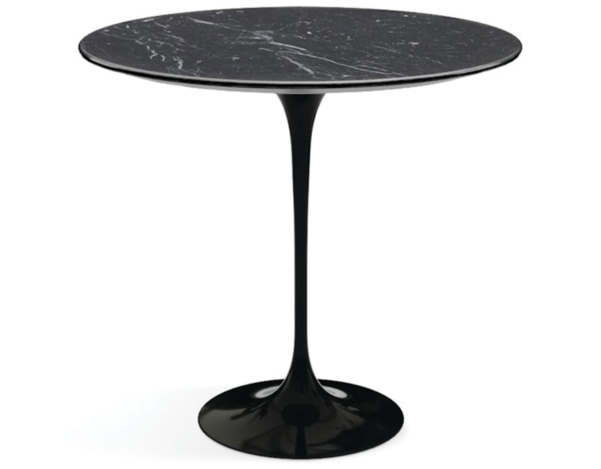 saarinen side table - 22" oval / polished marble - nero marquina / high gloss - black