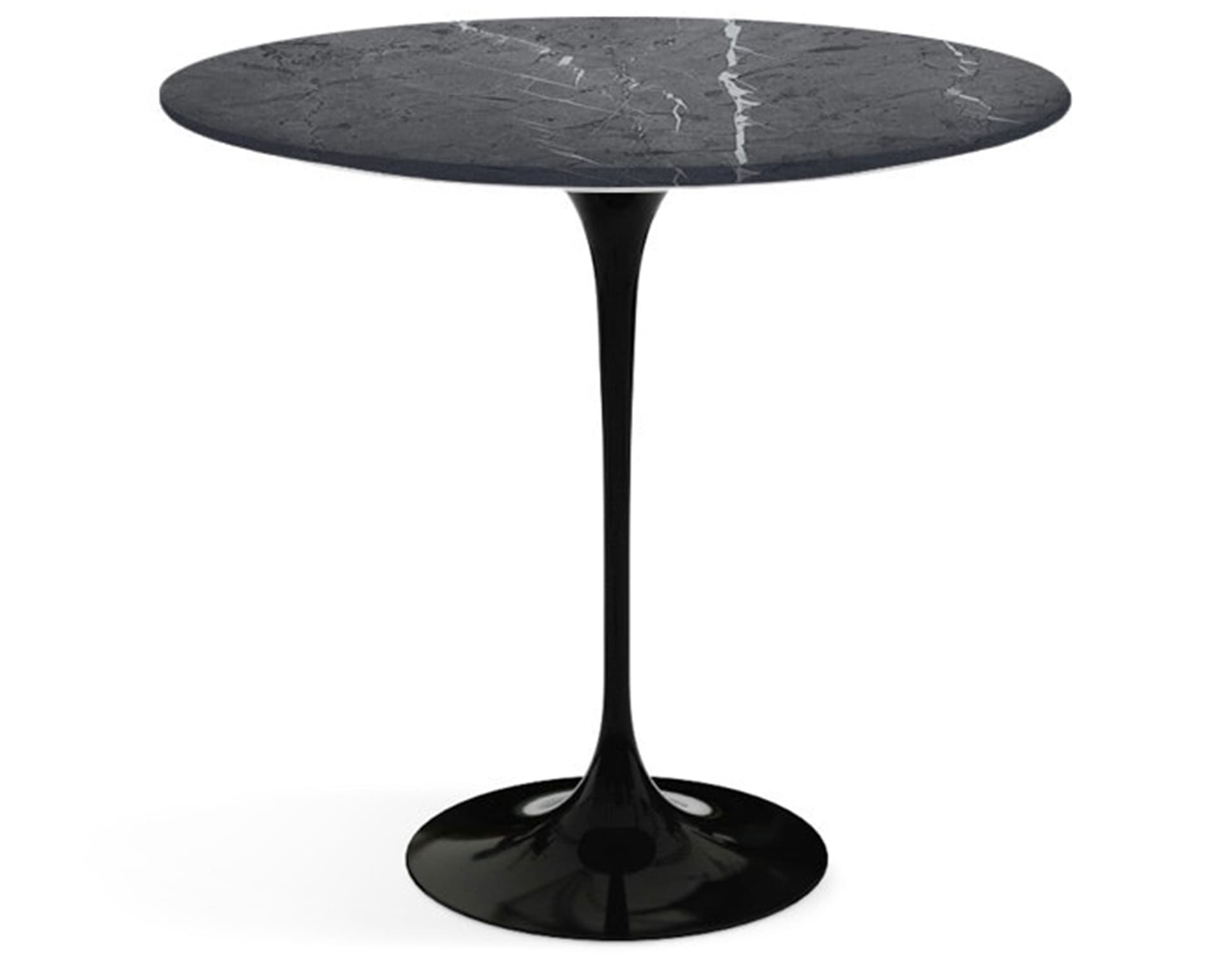 saarinen side table - 22" oval / satin marble - grigio marquina / high gloss - black